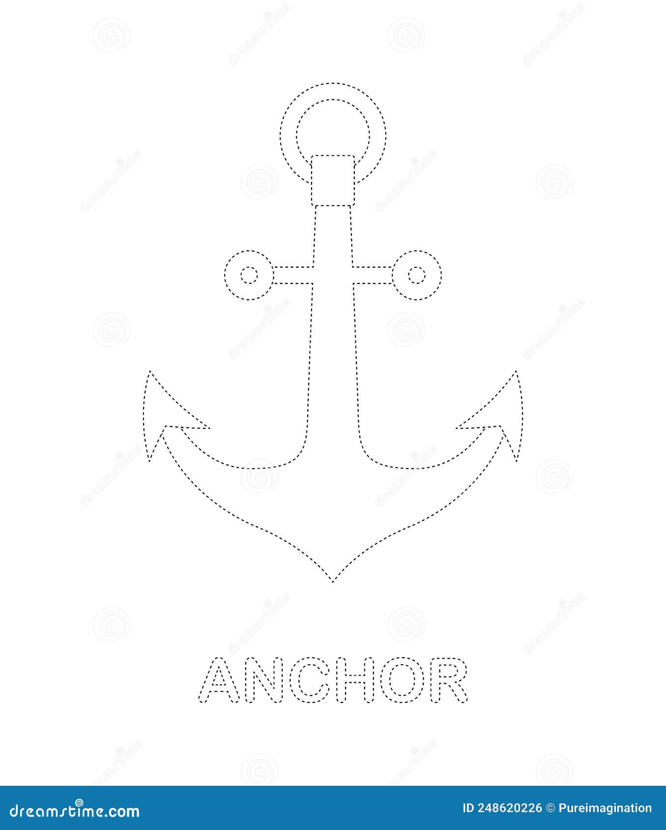 Anchor Tracing Worksheet for Kids Stock Vector Illustration of