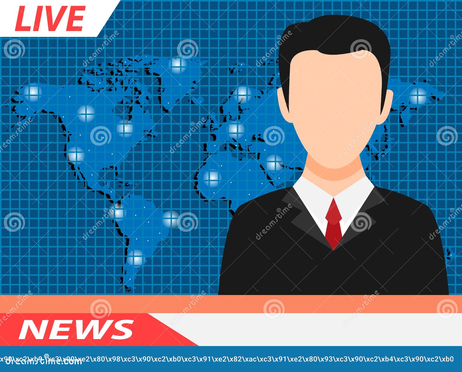 Anchor TV Presenters Man. Online Breaking News Concept Vector Illustration.  Flat Design of Broadcasting on City Background. Stock Vector - Illustration  of international, newsreader: 176284758