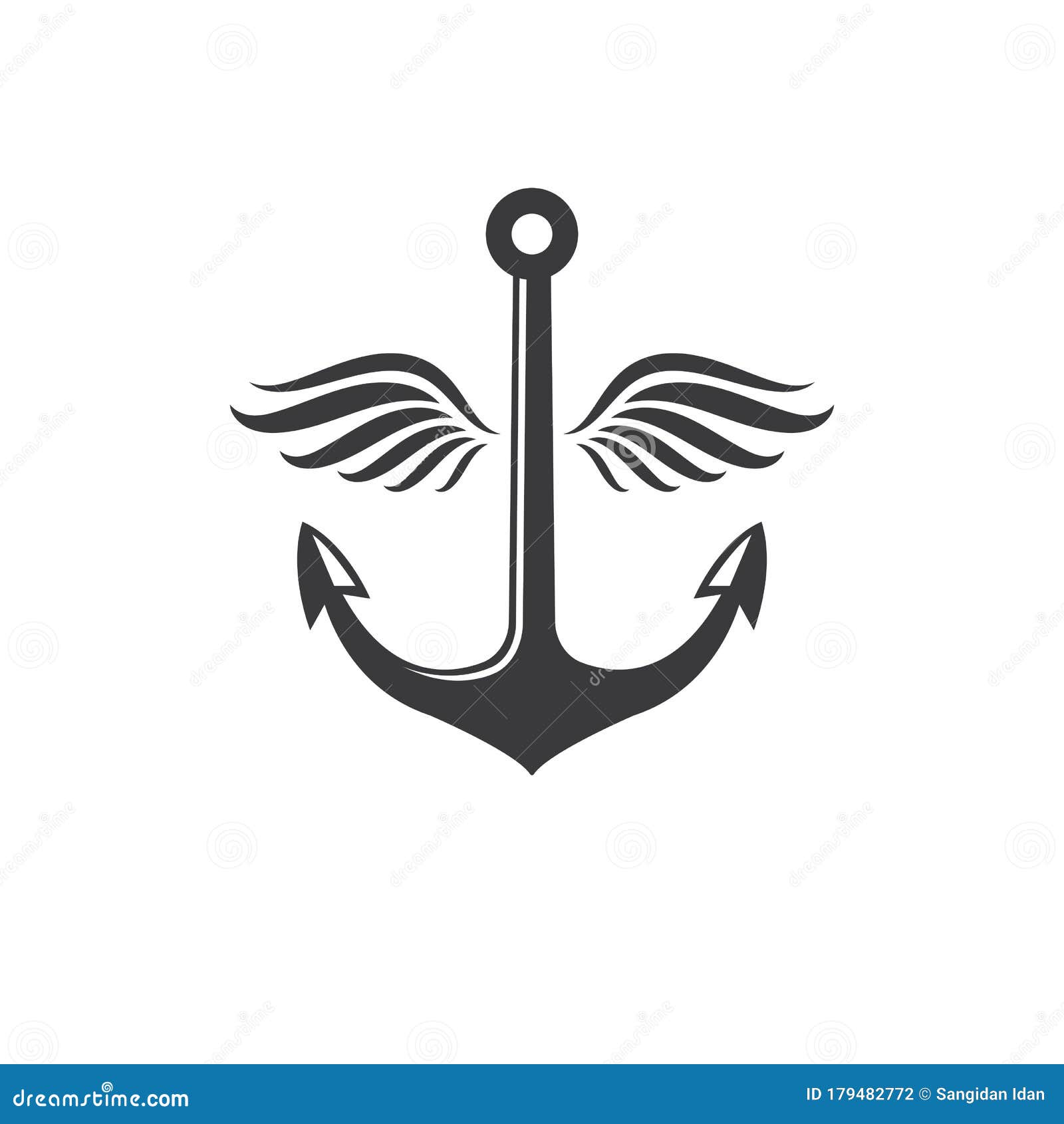 Anchor with Wings Icon Logo Vector Illustration Stock Vector
