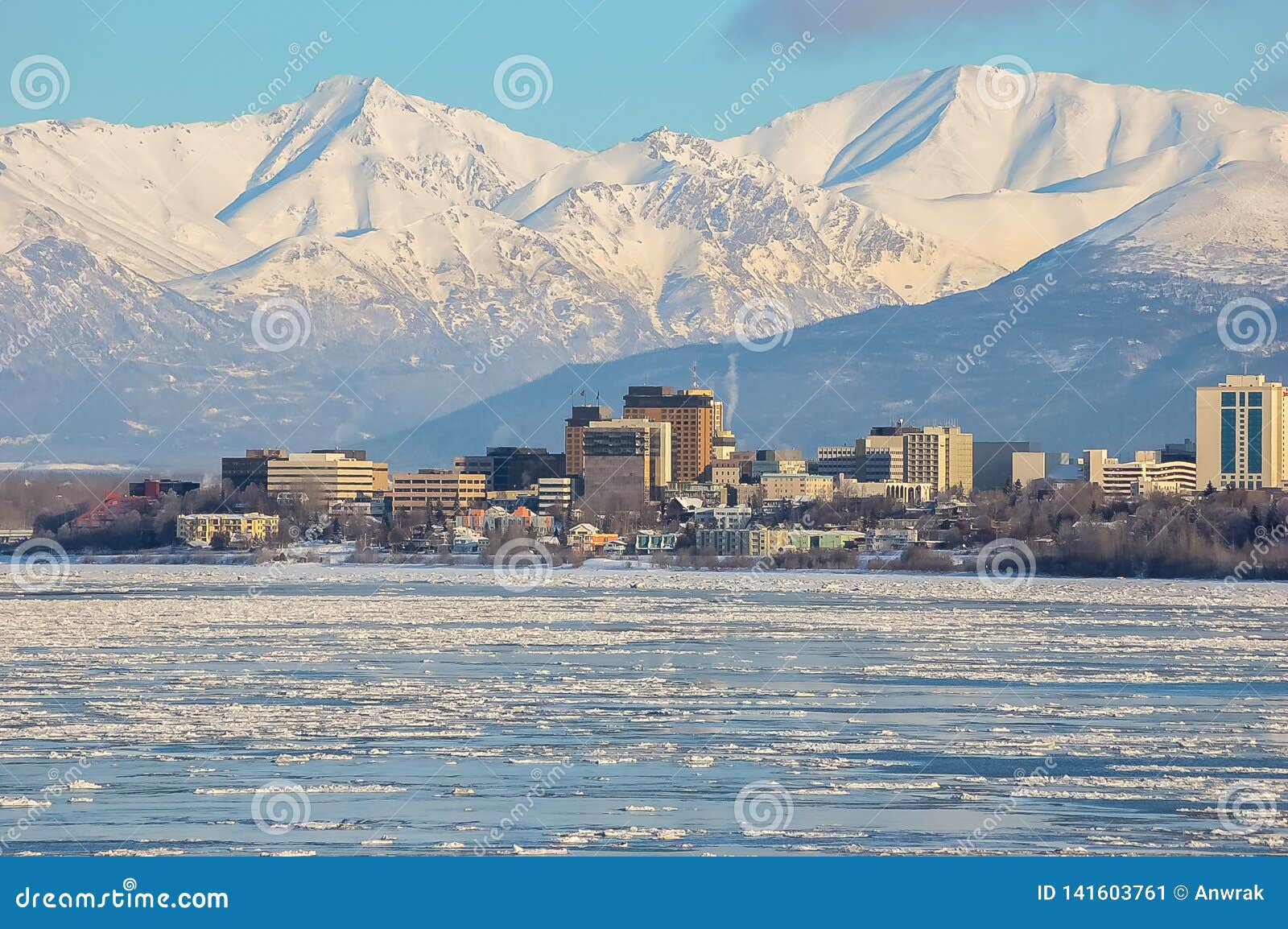 Anchorage Alaska Downtown Waterfront Stock Image Image of downtown