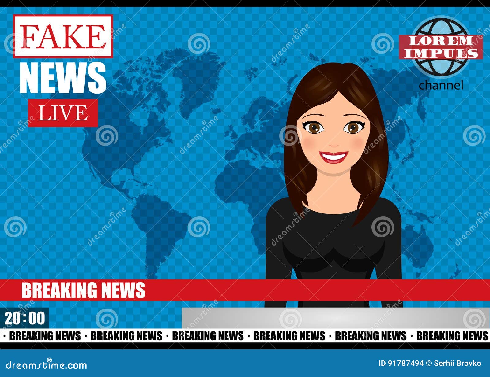 Anchorman Tv Broadcast News Fake Breaking News Vector Illustration ...