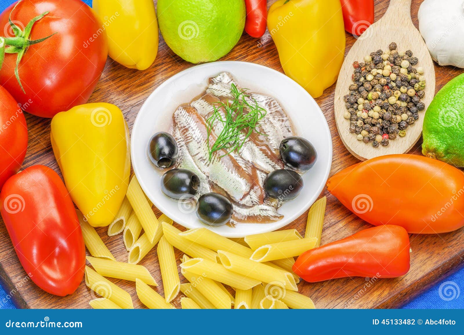 Anchovy Fillets with Olives and Vegetables Stock Photo Image of