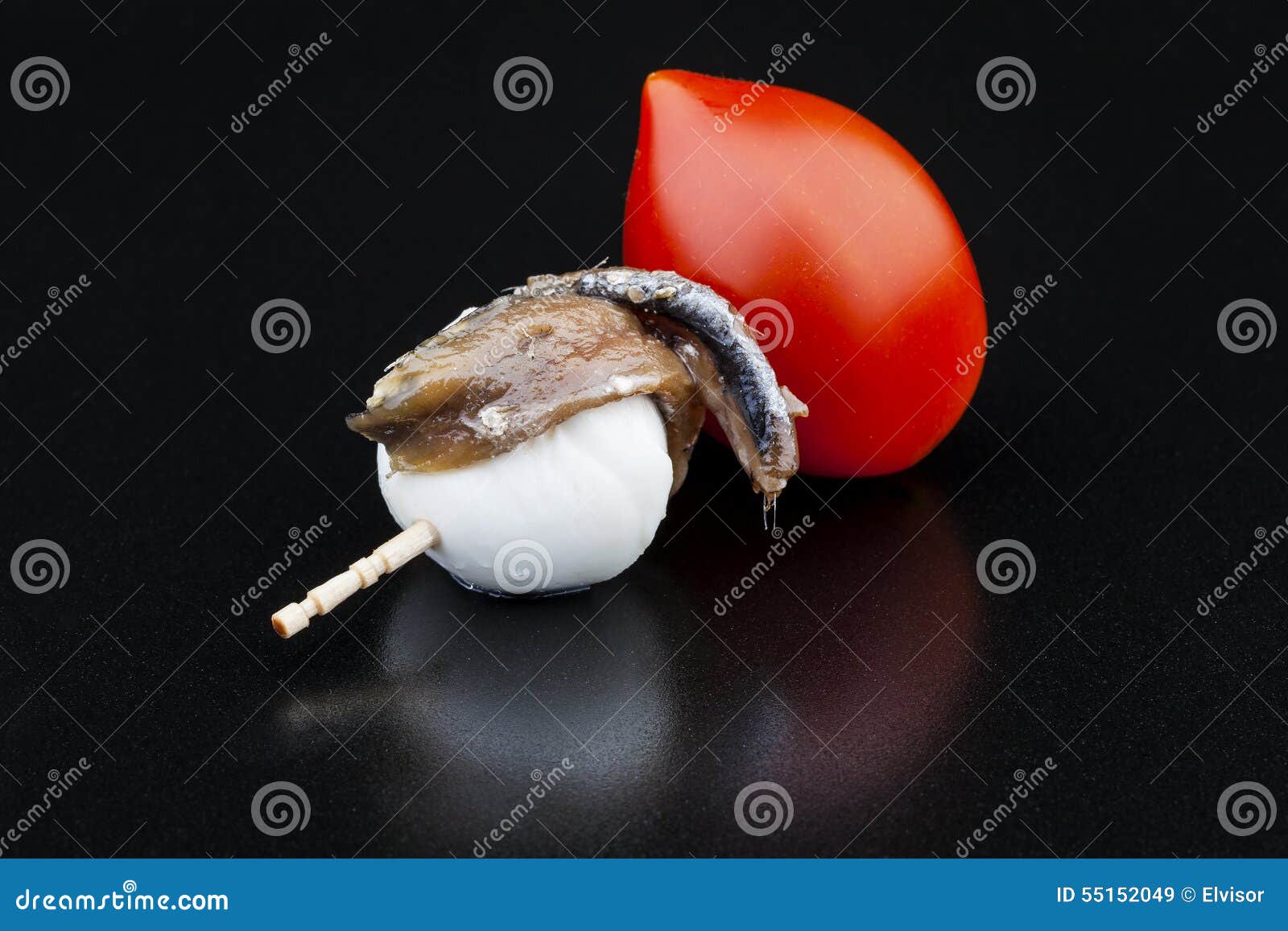 anchovy pincho with tomato and mozzarella