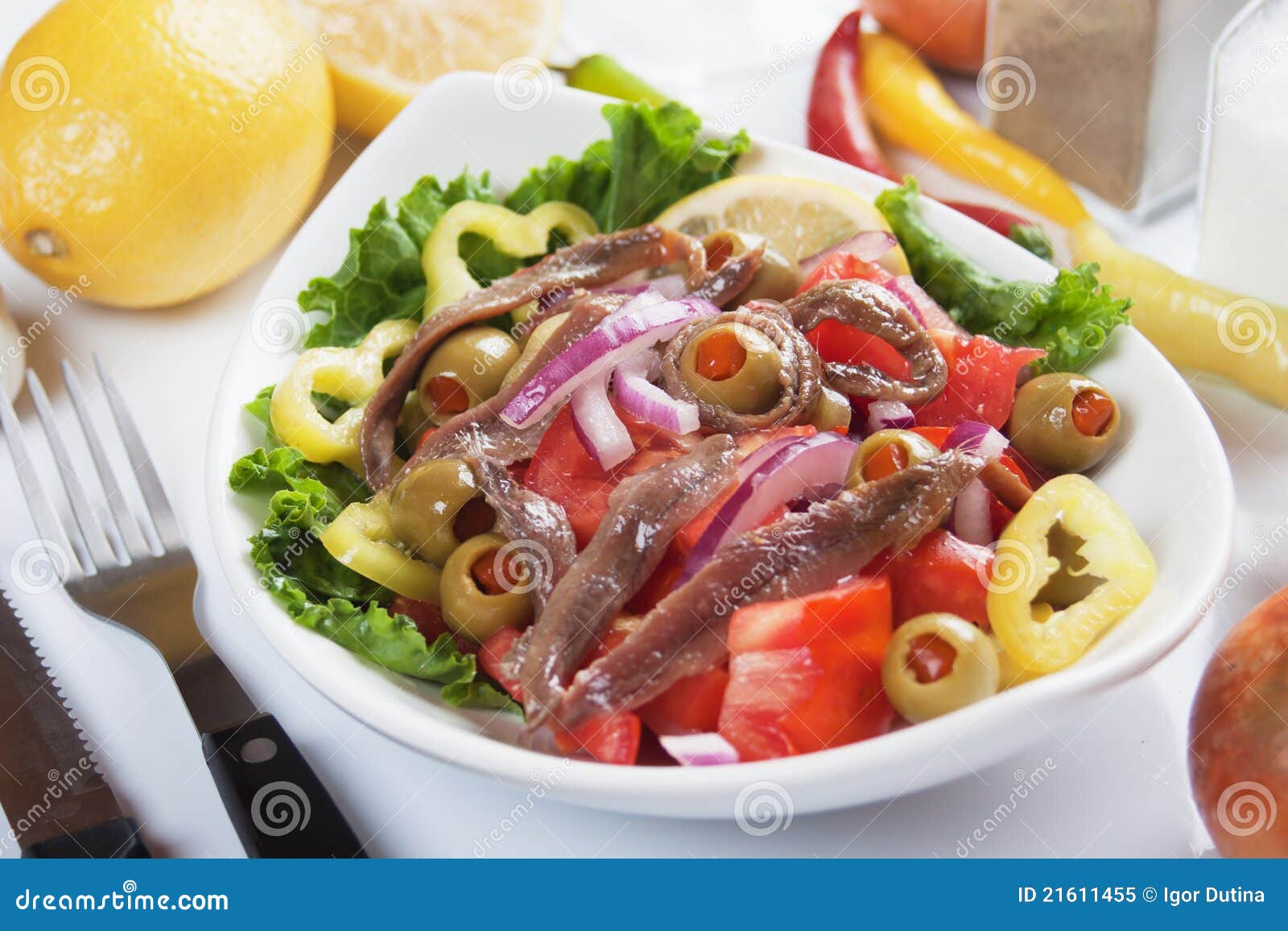 Anchovy salad stock image. Image of vegetable, photograph 21611455