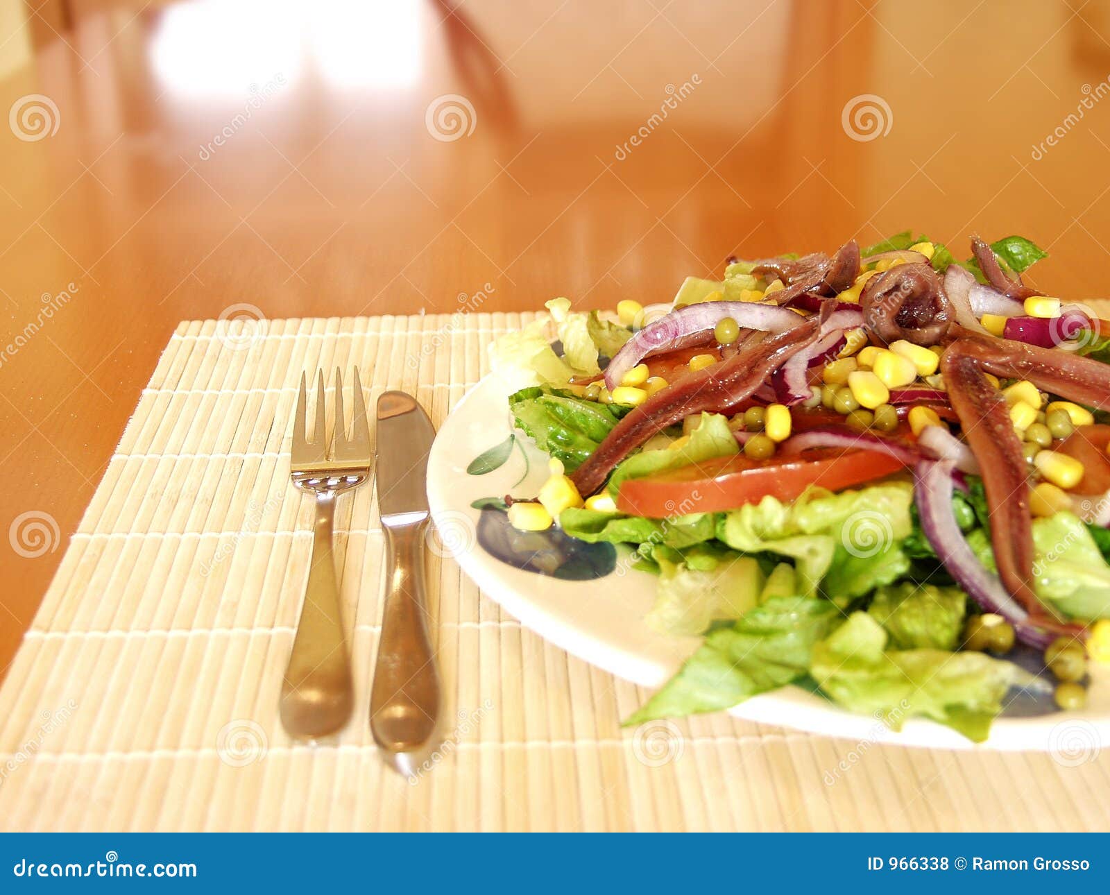 Anchovy salad stock photo. Image of vinegar, corn, leaf 966338