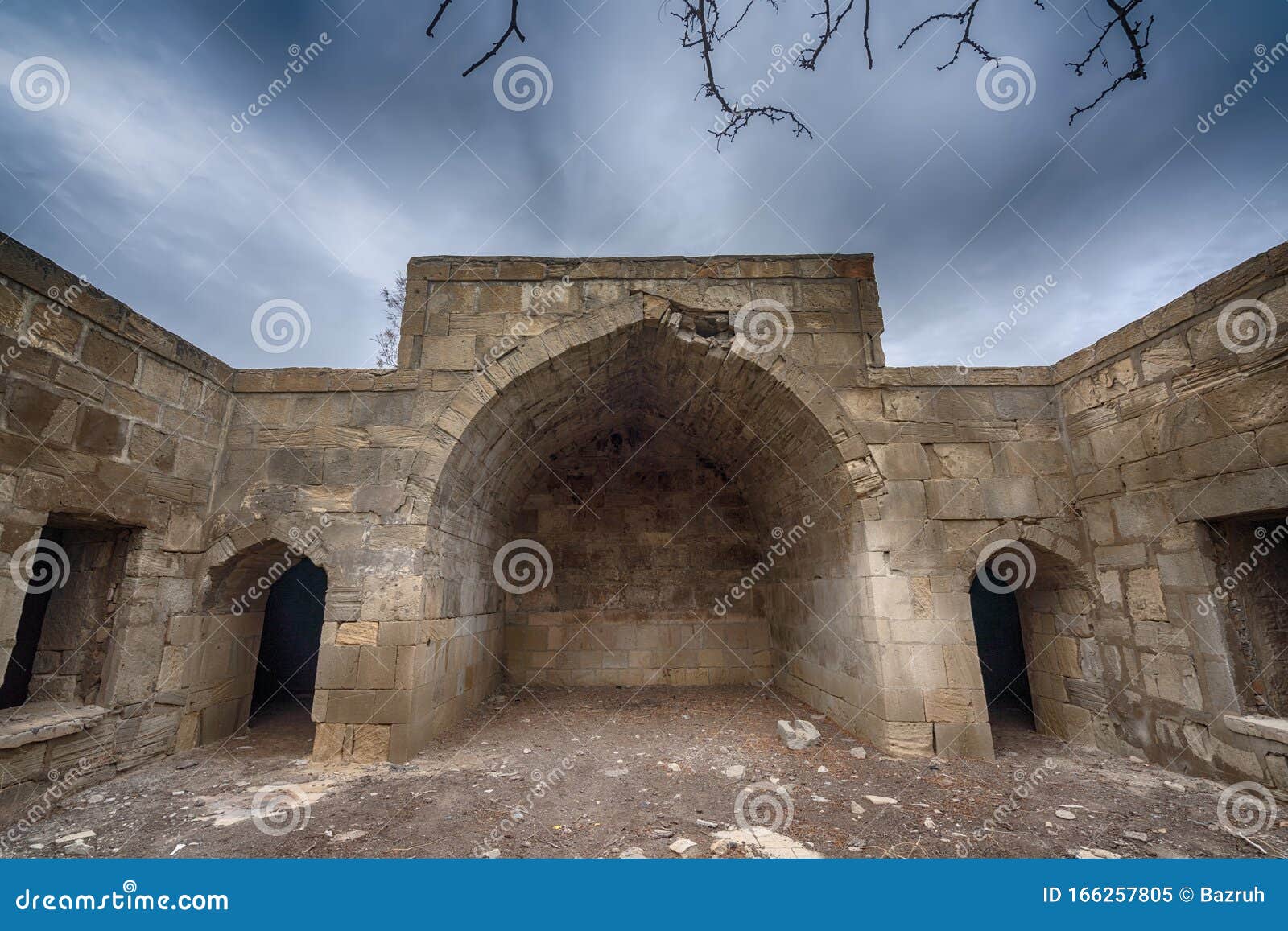 the ancient abandoned garachi caravanserai, refers to the xiv century, located in azerbaijan