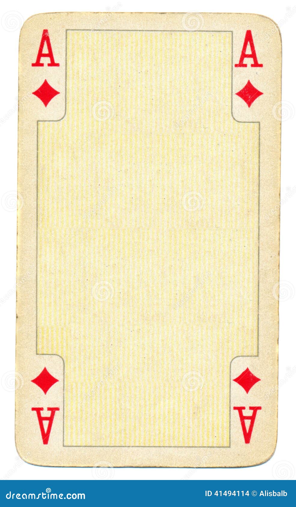 Ancient Ace of Diamonds Playing Card Paper Background Stock Photo