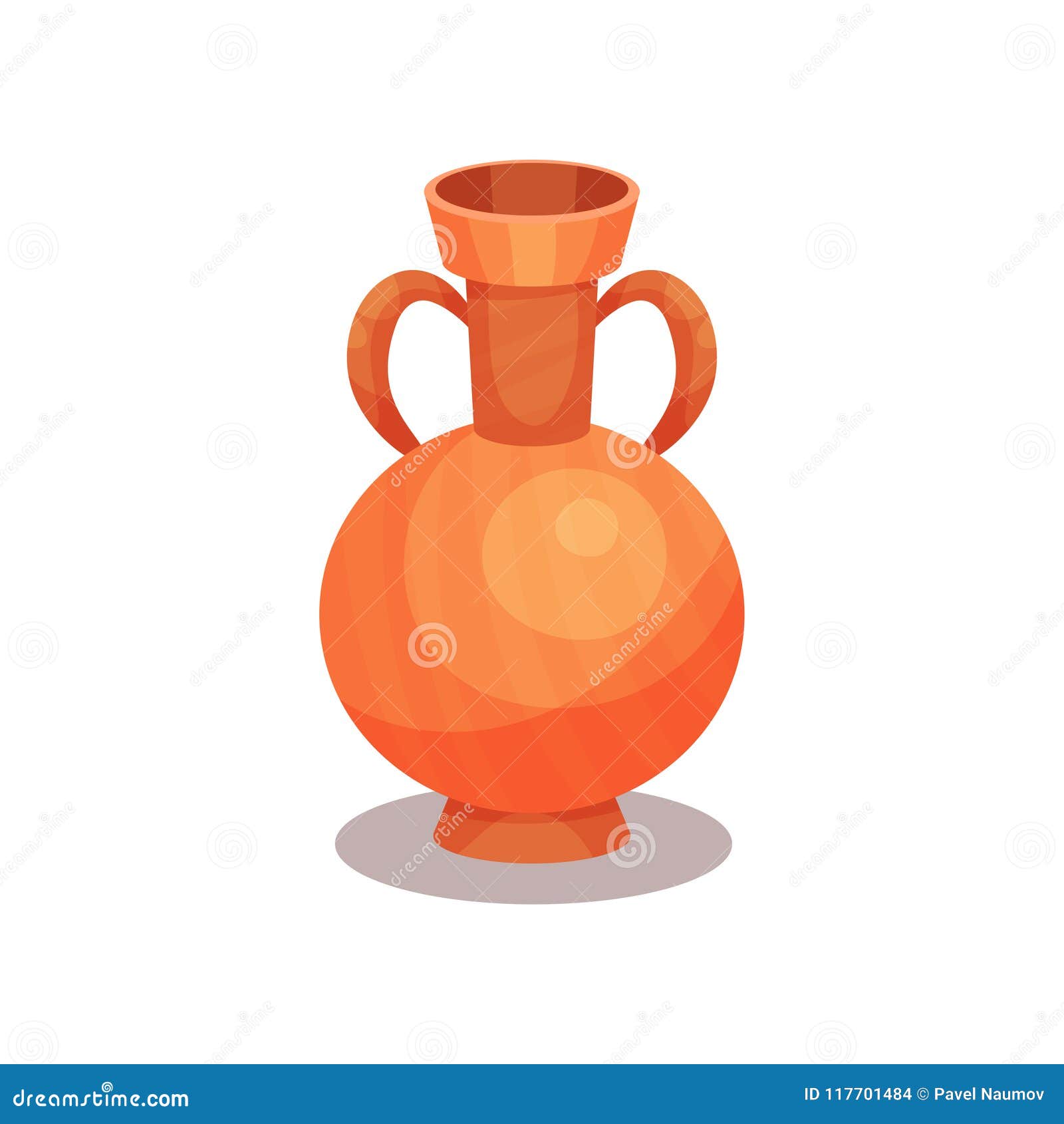 Flat Vector Icon Of Ancient Amphora With Two Handles And Narrow Neck