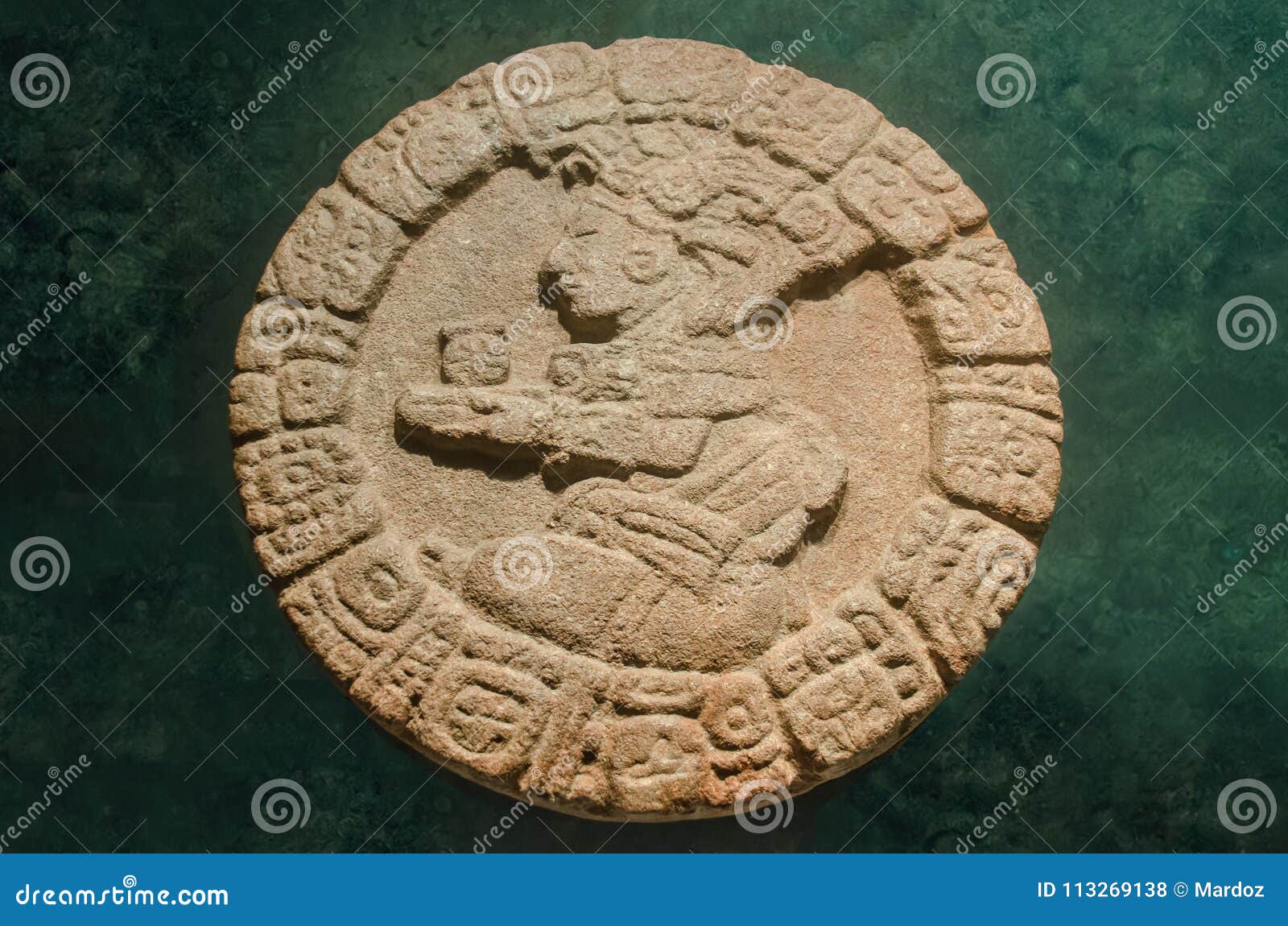 Ancient Mayan Stone Disc of the Calendar Stock Photo Image of