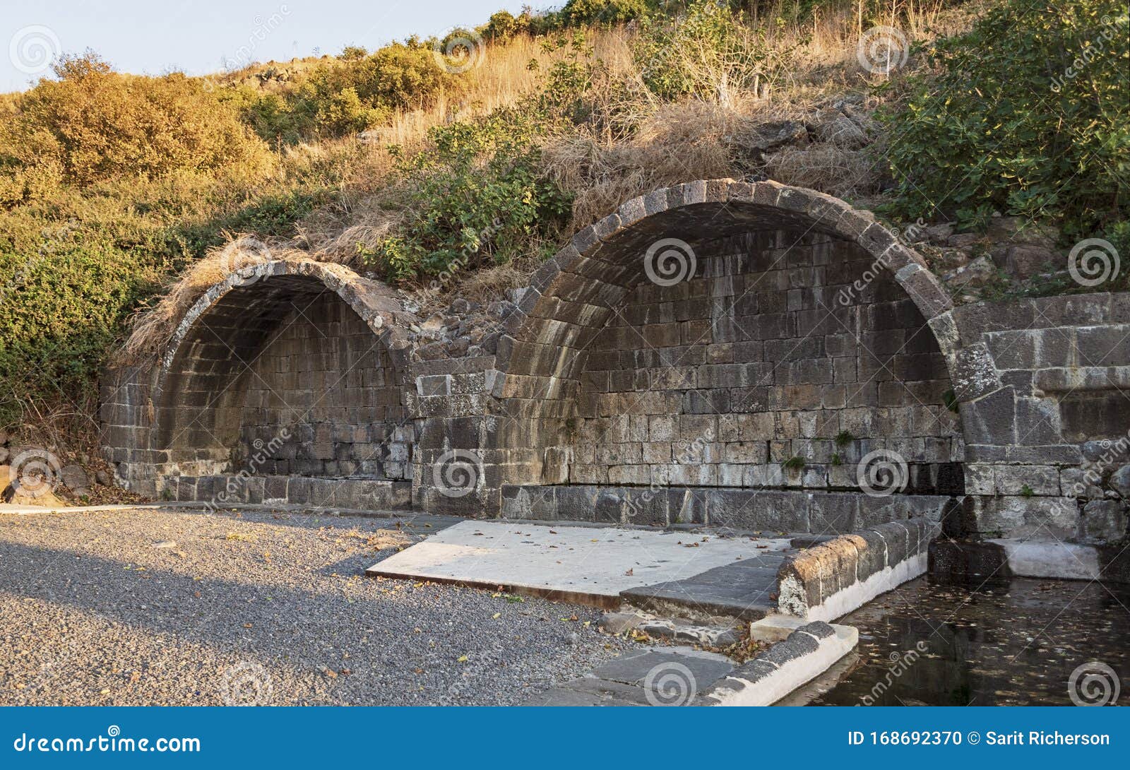 ancient arches over the springs near natur in the golan heights