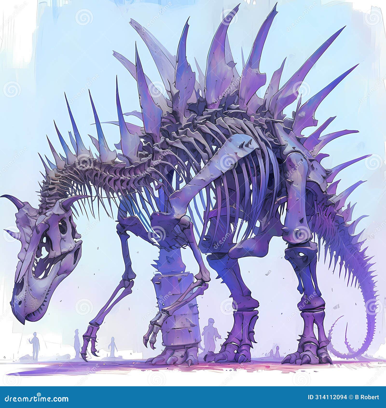 ancient armored dinosaur skeleton - stock image