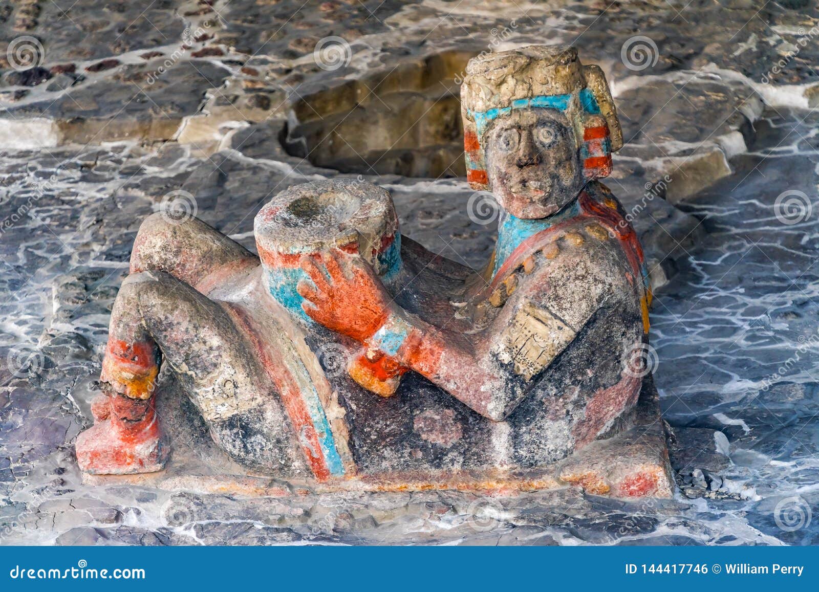 ancient aztec chacmool offering statue templo mayor mexico city mexico