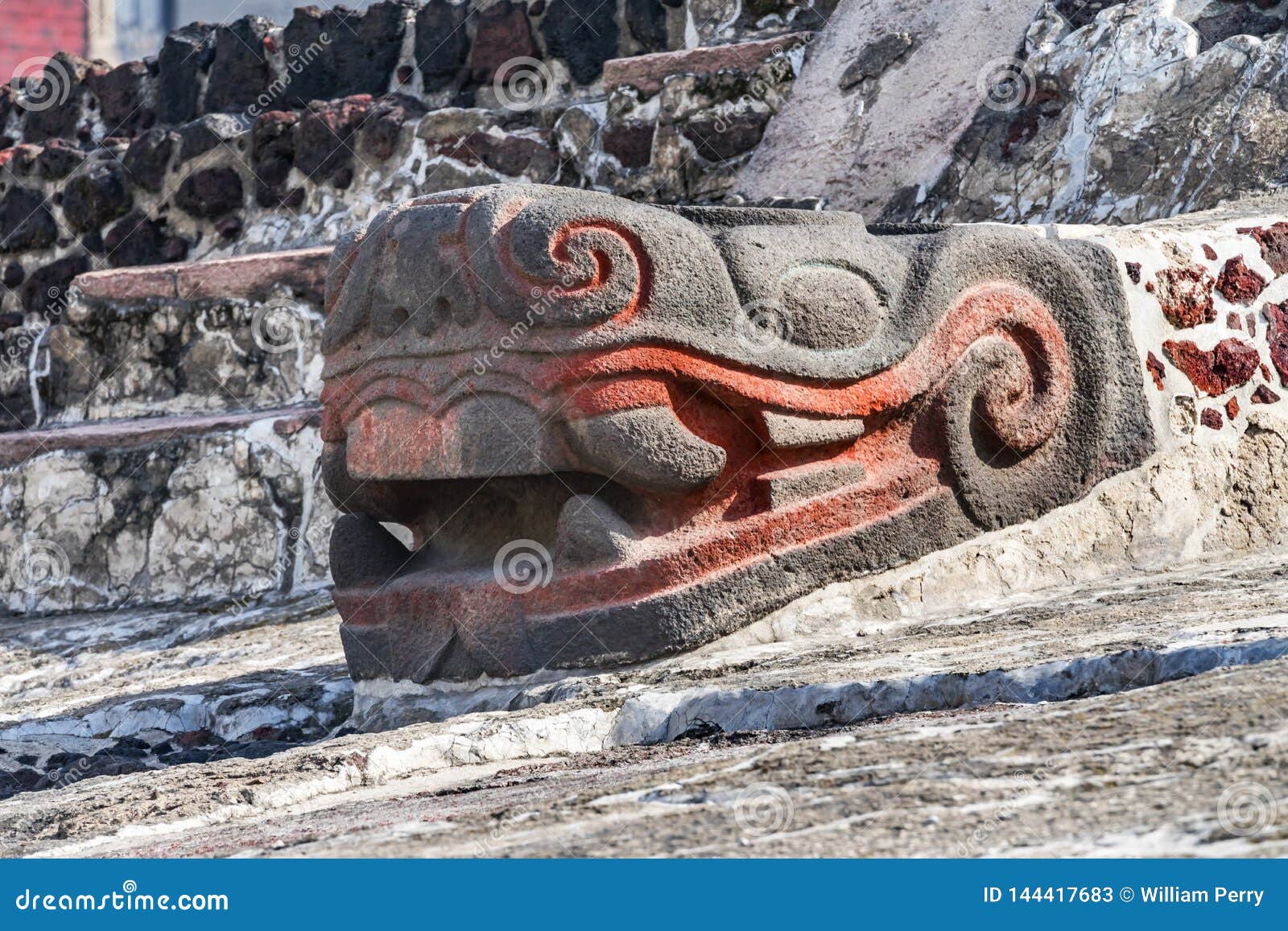 ancient aztec snake stone statue templo mayor mexico city mexico