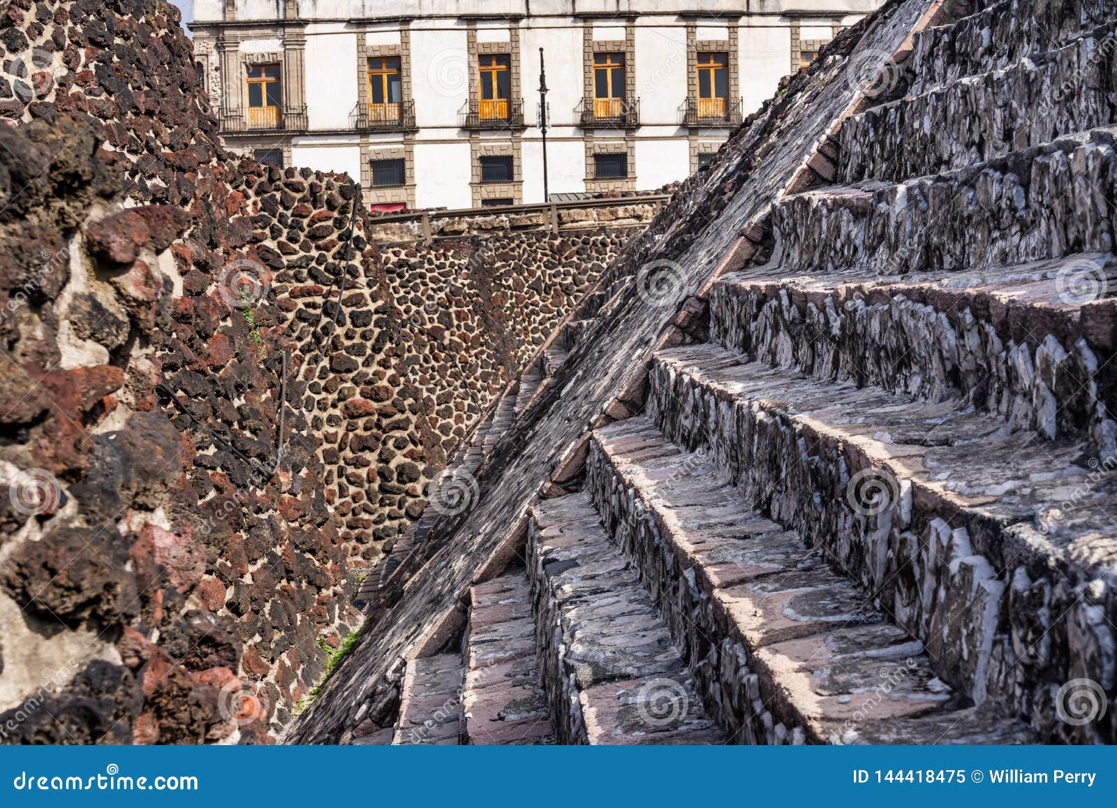 ancient aztec stone steps templo mayor mexico city mexico
