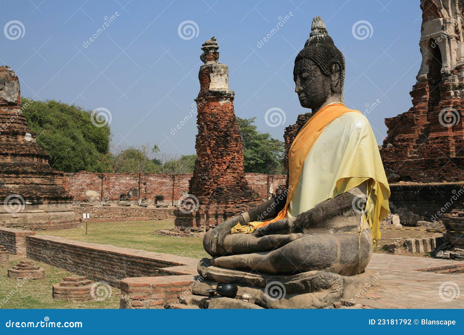 Ancient Big Buddha Statue at Ruined Temple Stock Photo Image of