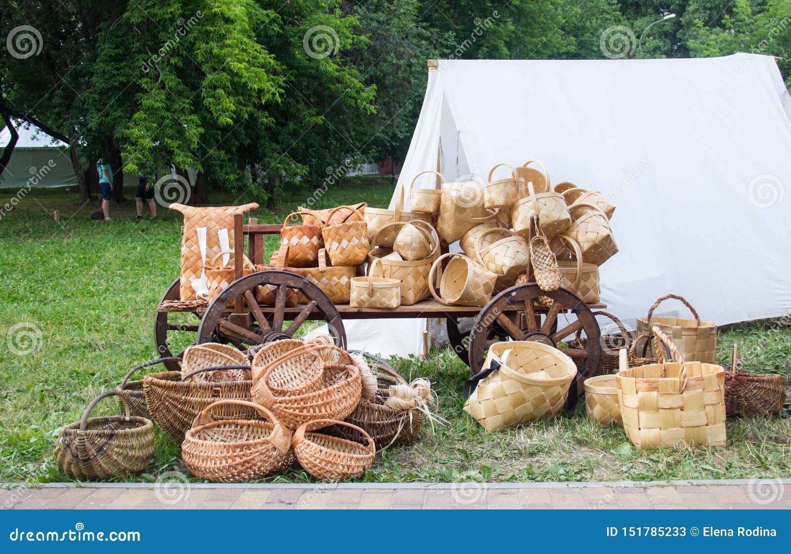 Ancient Ancient Birch Baskets. Products from Birch Bark Stock Image