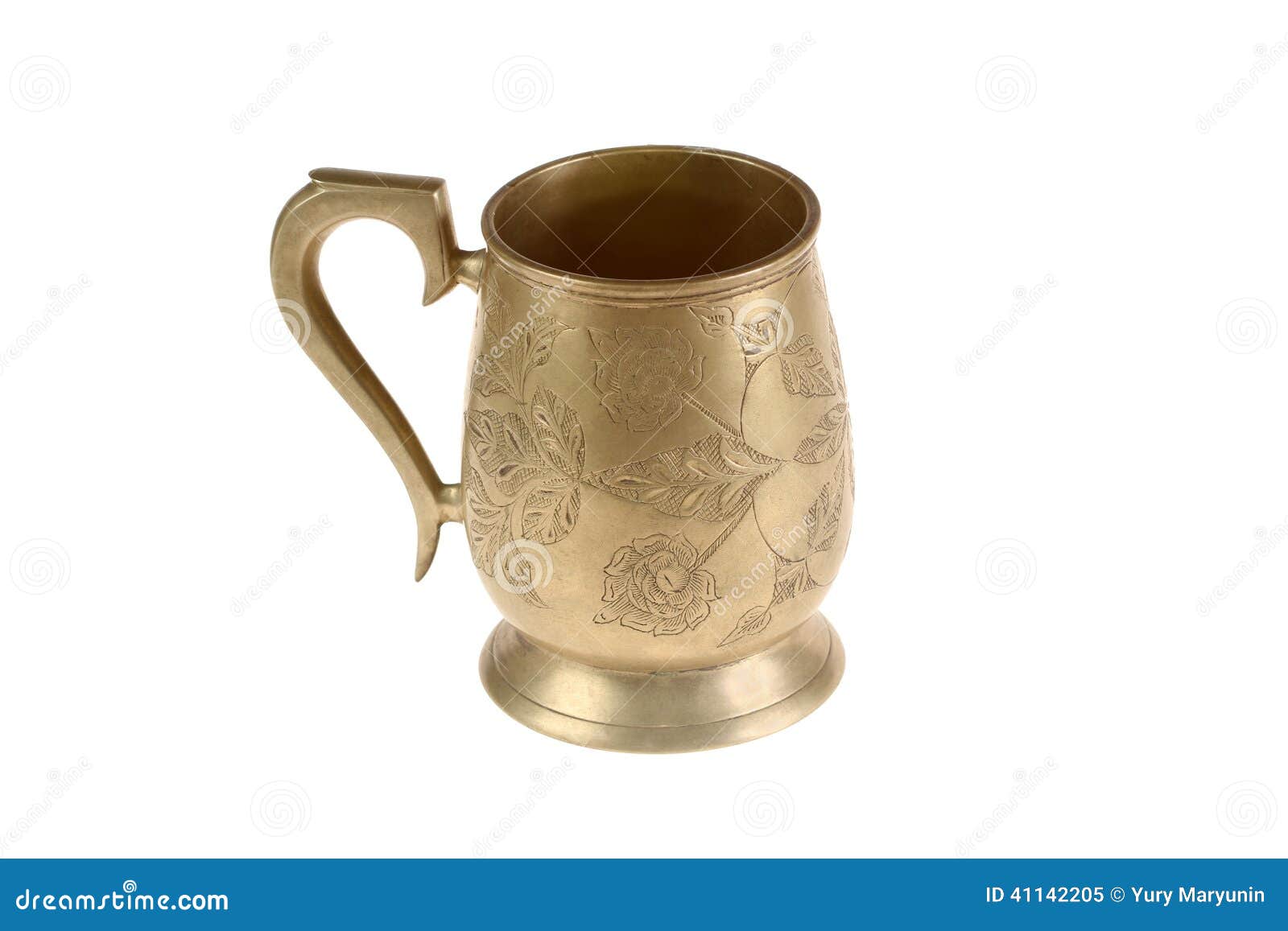 Ancient bronze mug stock image. Image of beautiful, flower 41142205