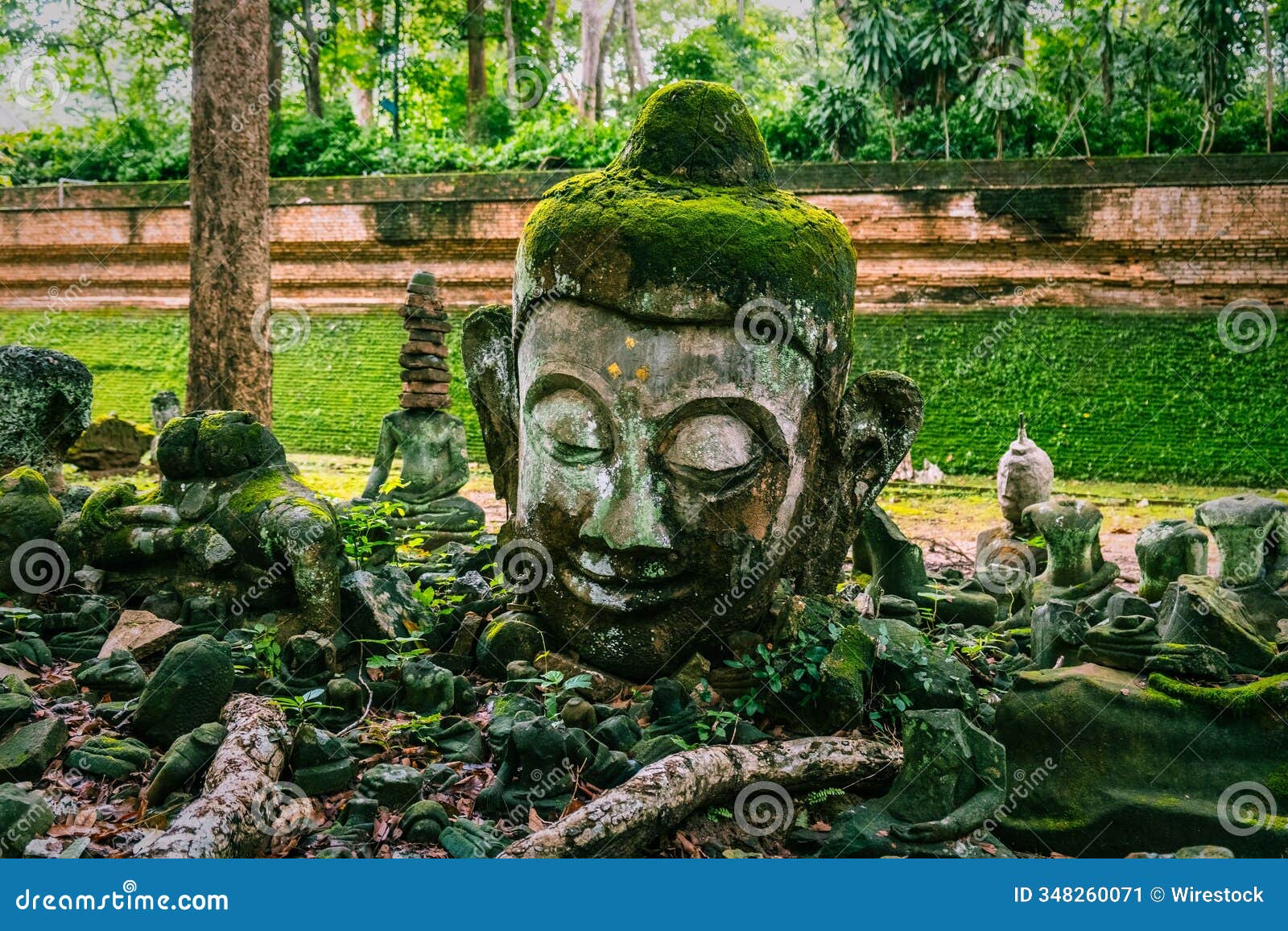 ancient buddha statue at wat umong, chiang mai
