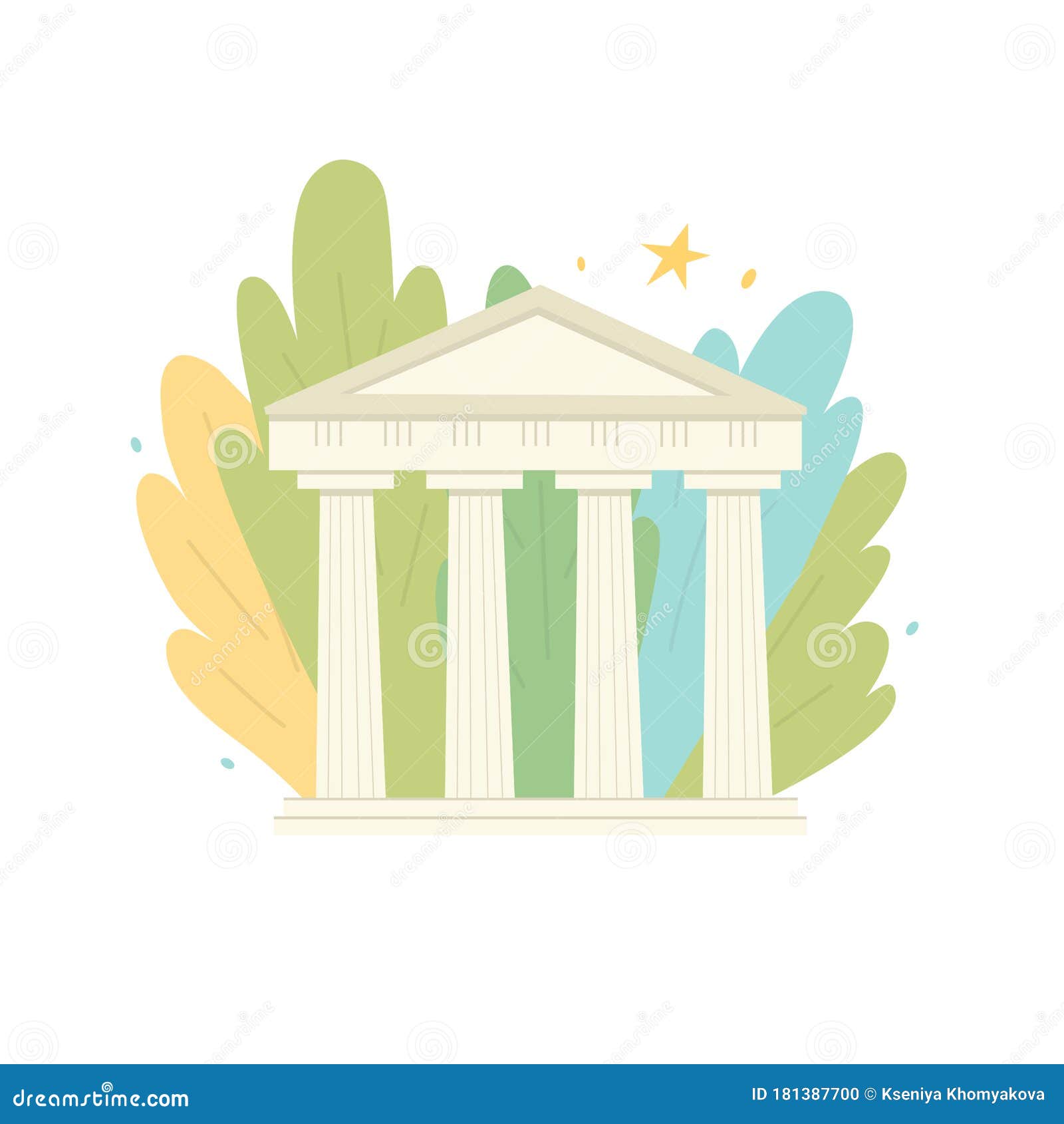 An Ancient Building with Columns Stock Vector - Illustration of europe ...