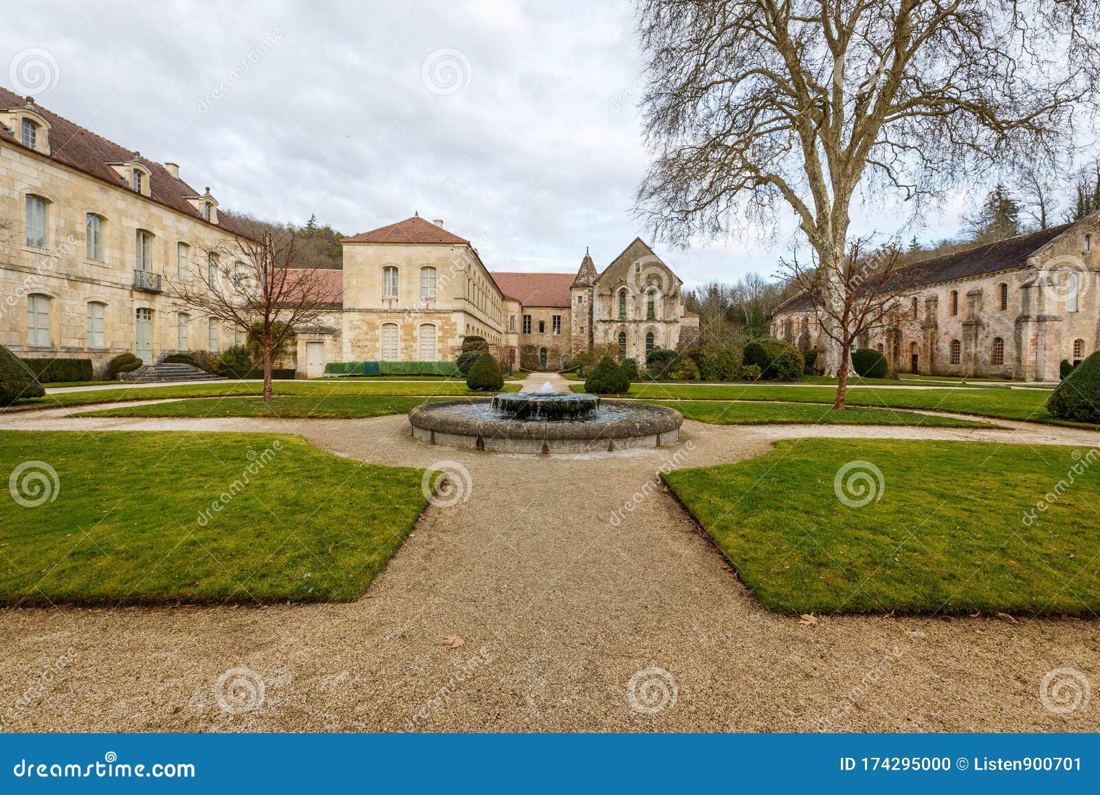 Ancient Building of Medieval French Abbey. Abbey of Fontenay, Burgundy ...