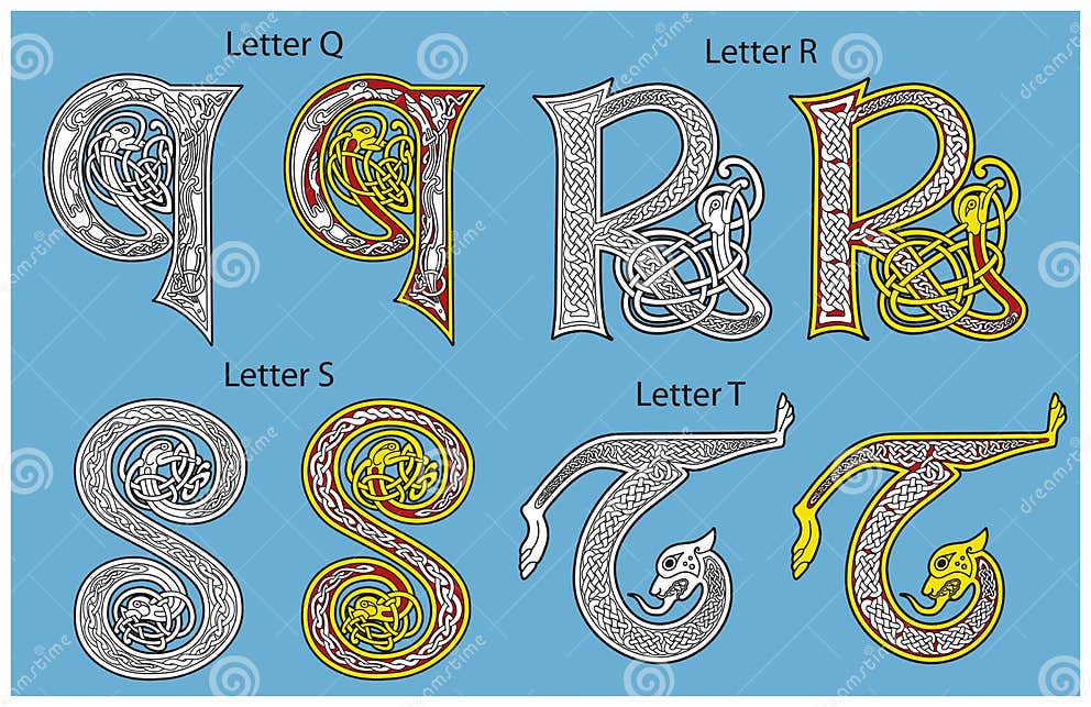 Ancient Celtic alphabet stock vector. Illustration of figure - 18859804