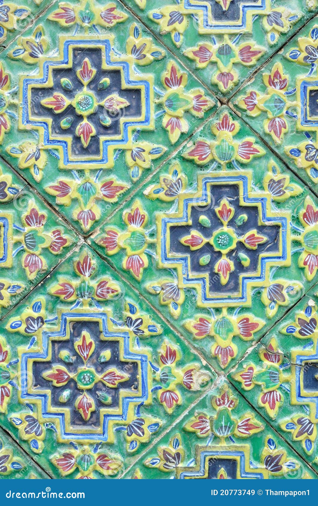 Ancient Ceramic Tile Decorated with Thai Art Stock Image Image of