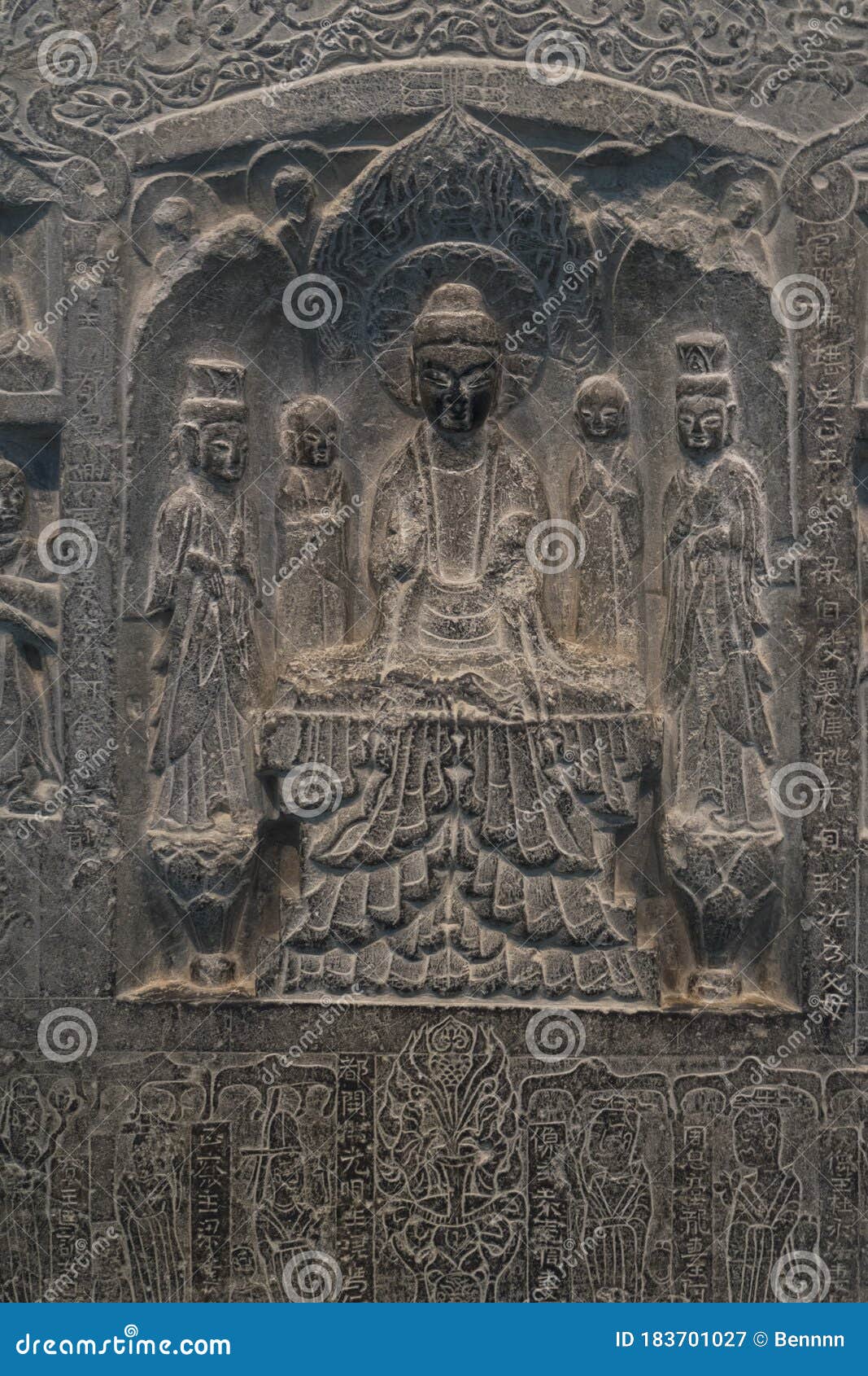 Ancient Chinese Buddha Sculpture in the Museum. Editorial Photography