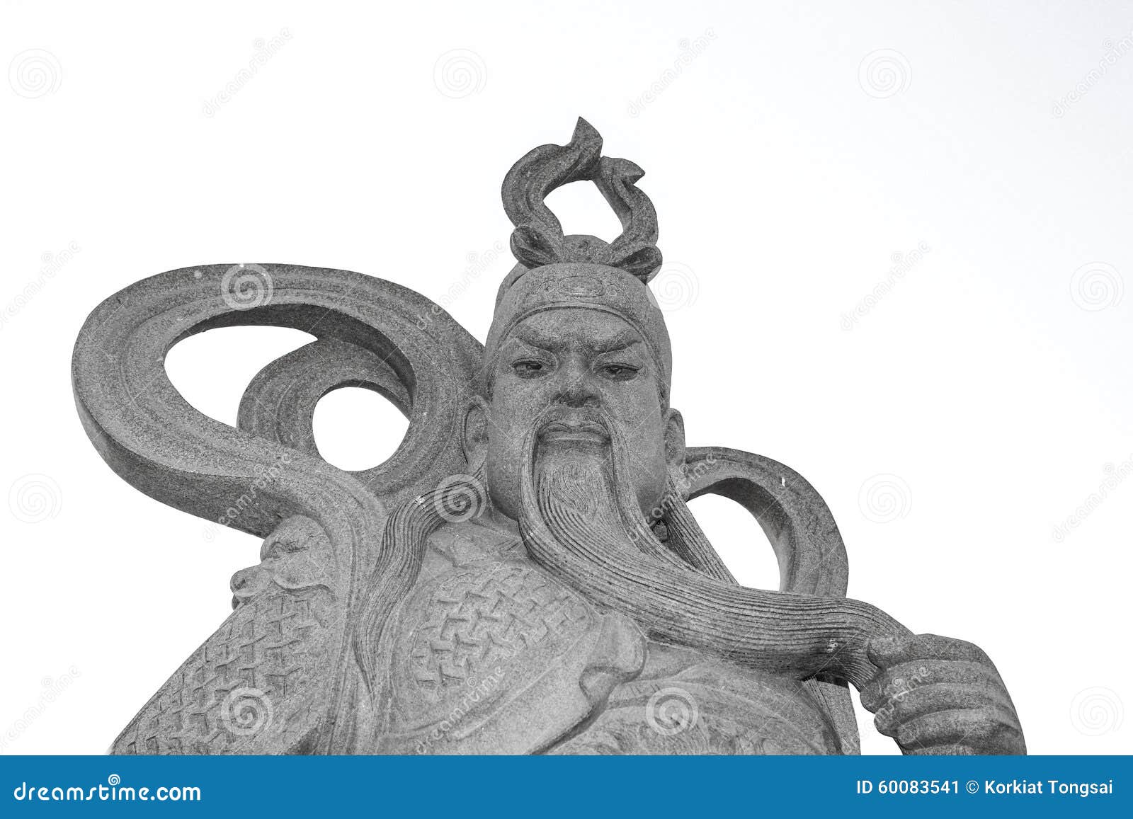 Ancient Chinese Man Statue on White Background Stock Image Image of