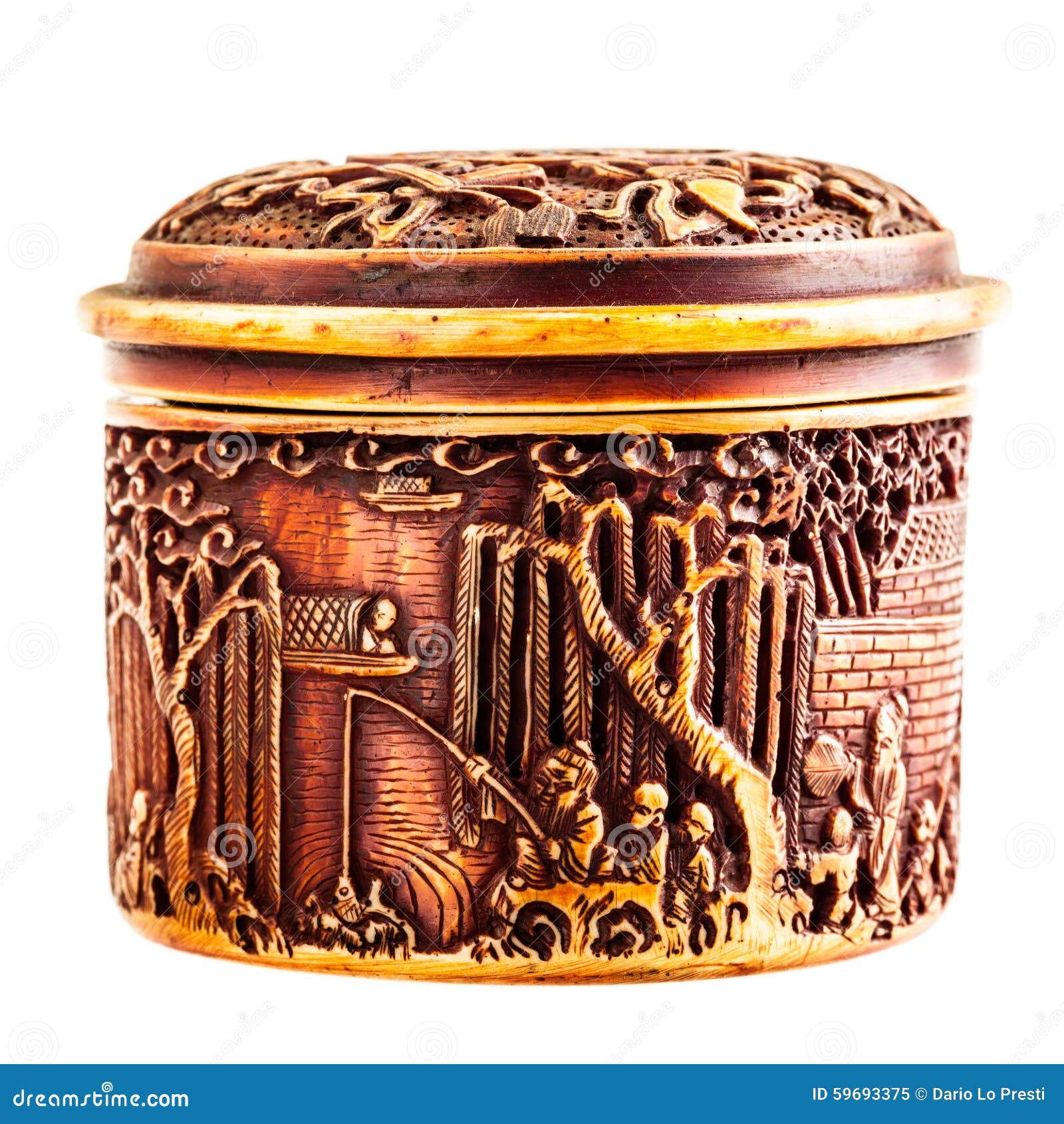Ancient Chinese Ornated Container Stock Image Image of ivory, asia