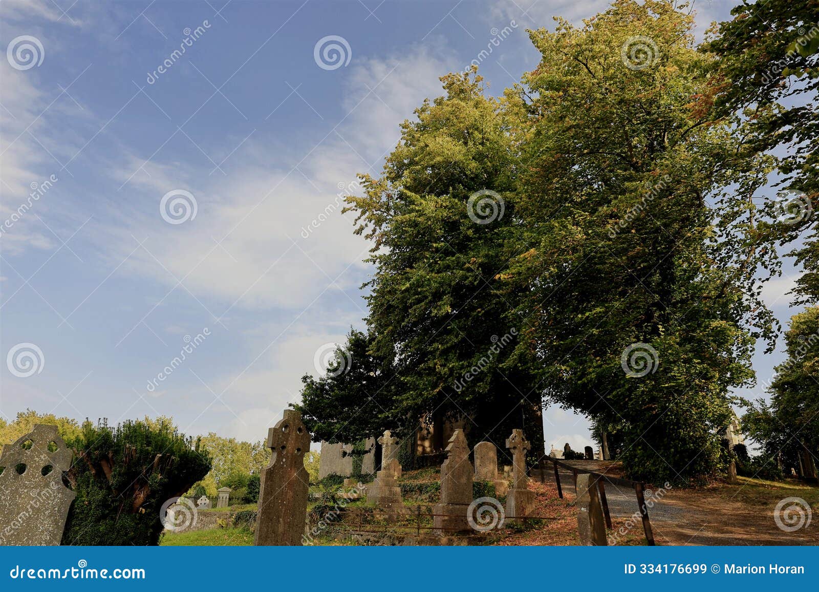 templeneiry church,hidden by trees in an old graveyard,in bansha in county tipperary