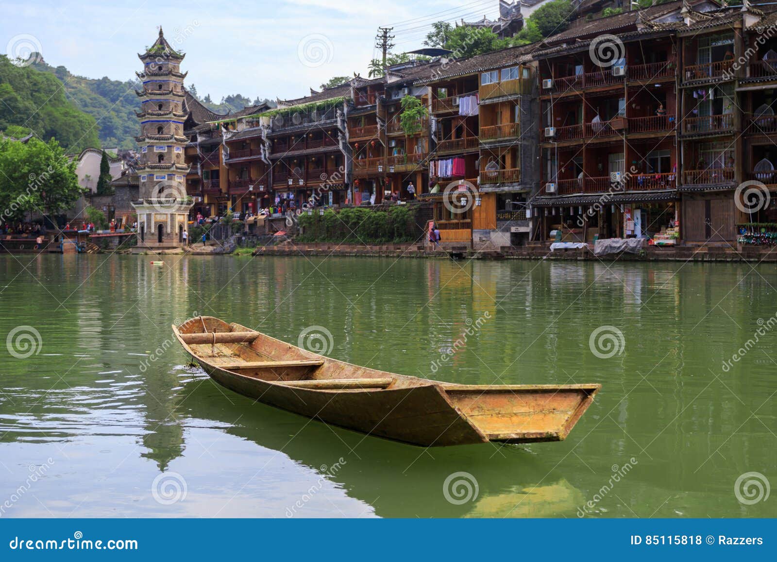 Ancient City Fenix In China. Historic Asian Scenery With ...