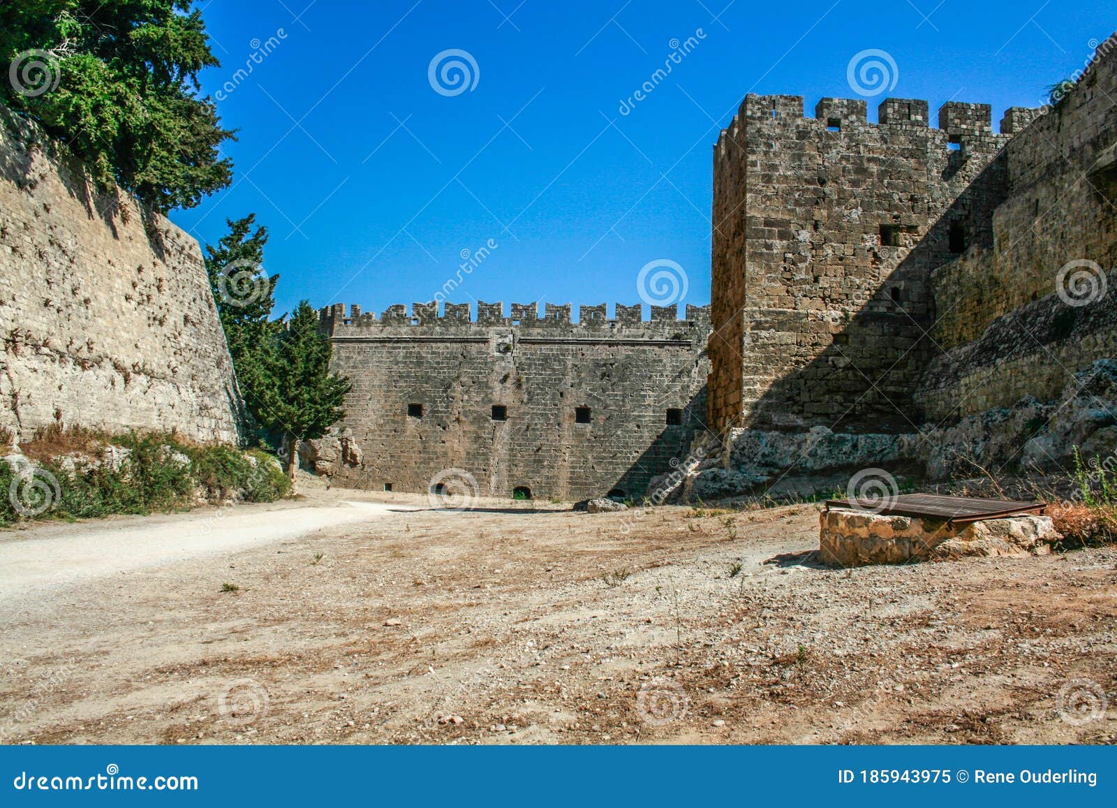 ancient citywall of the greek town rodos in greece