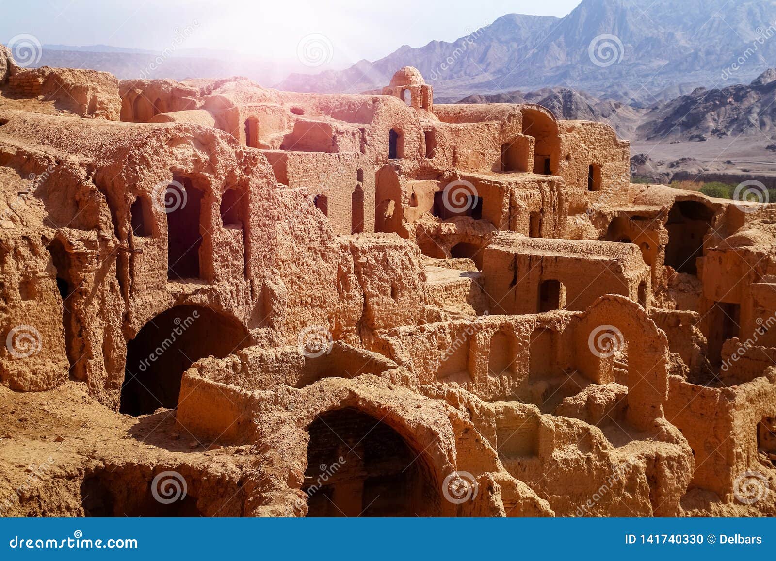 ancient clay architecture in the abandoned village of kharanagh. persia. iran. sights yazd.