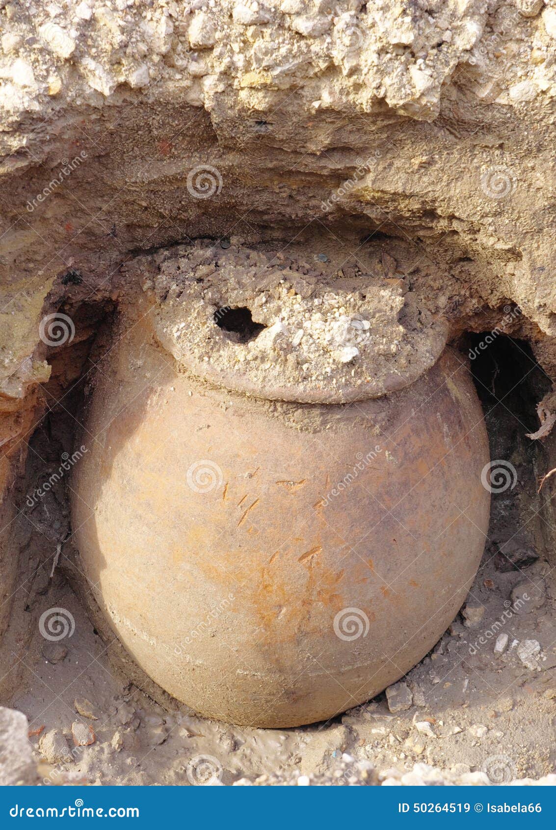 Ancient Clay Pot Discovered during Excavation Work Stock Image Image