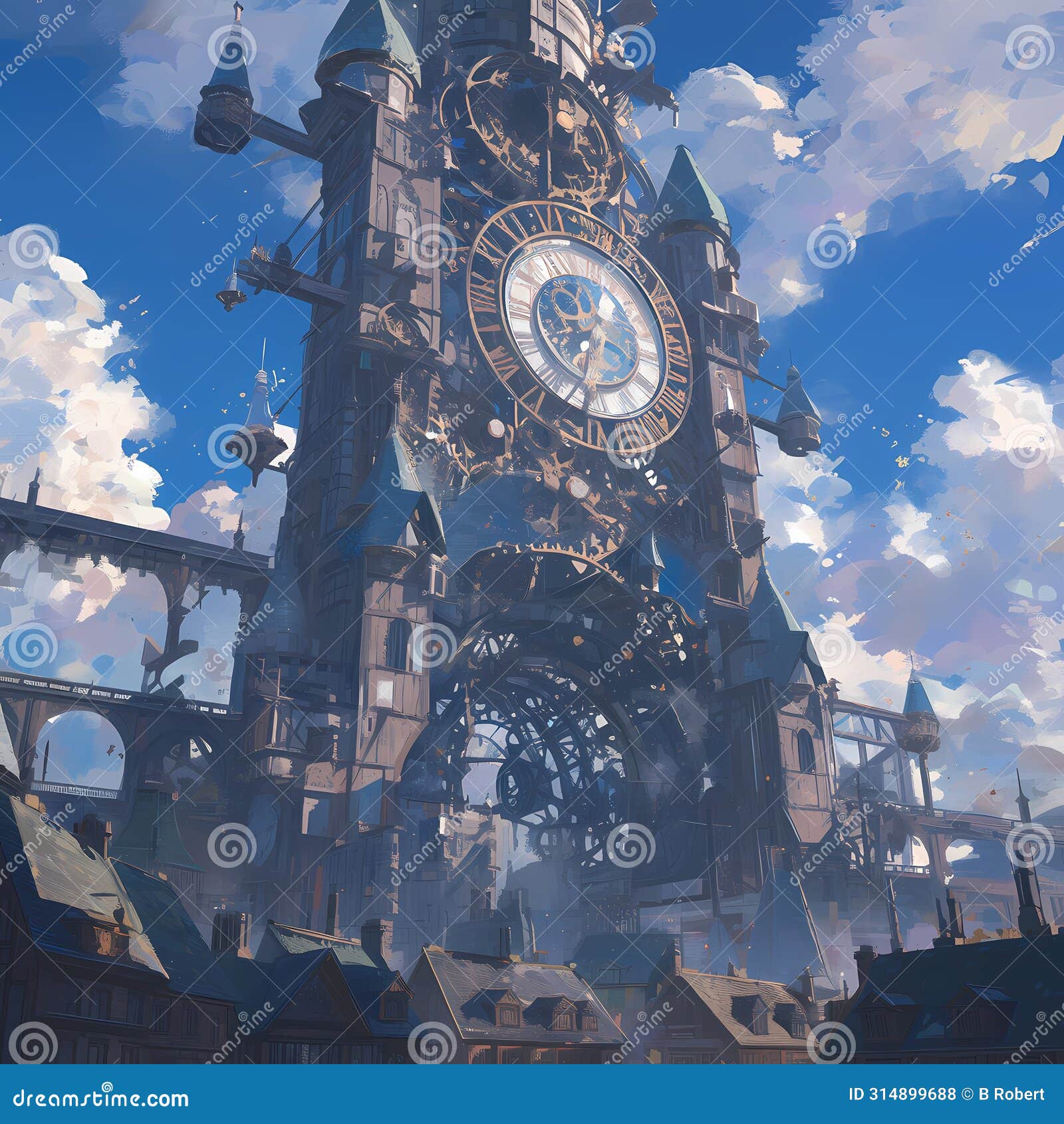 ancient clock tower in the sky
