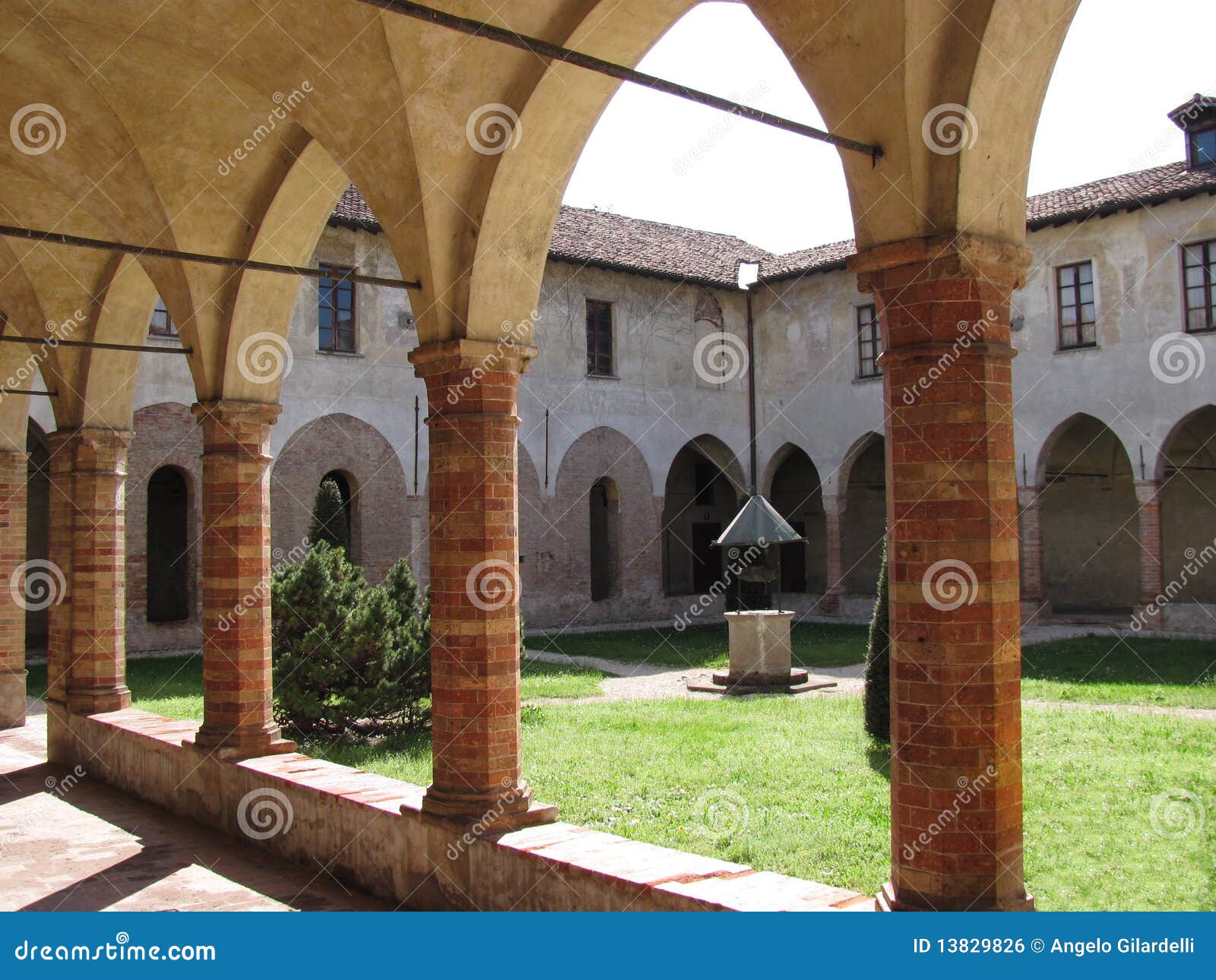 ancient cloister in crema, italy