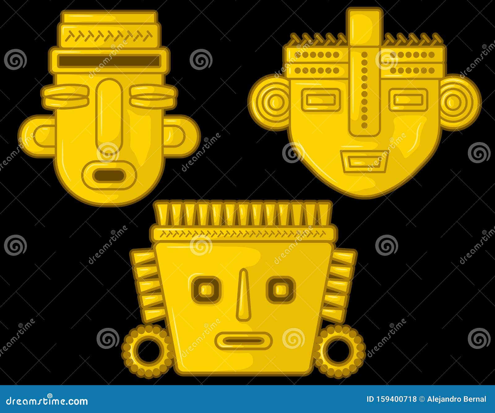 ancient colombia golden face figures