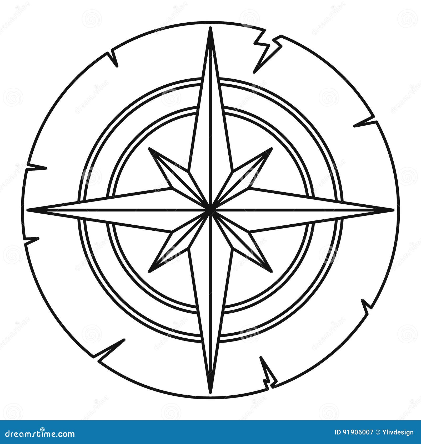Ancient Compass Icon Outline Stock Vector Illustration of cartography