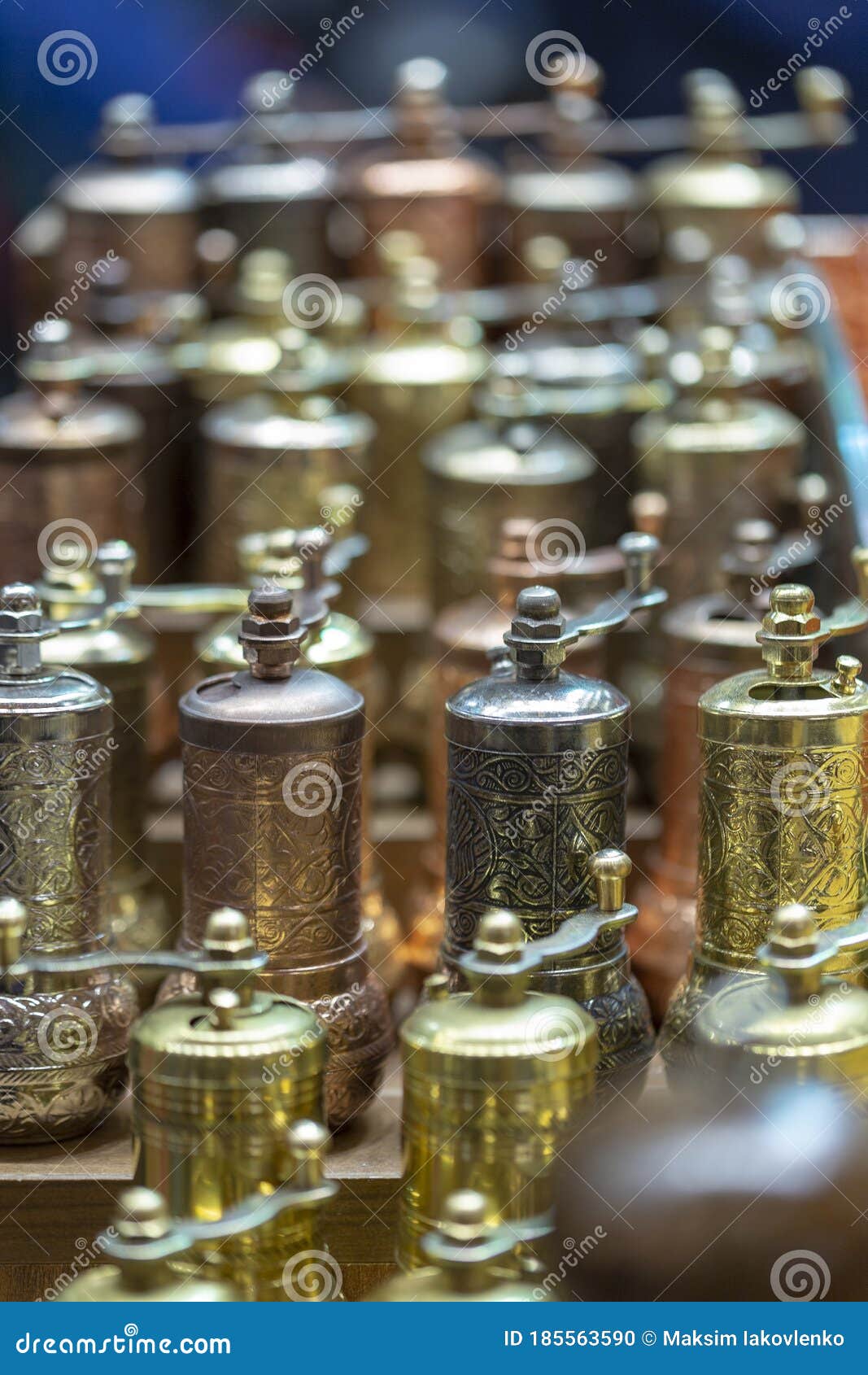 Ancient Copper Pepper Mills Stock Photo Image of brass, oriental