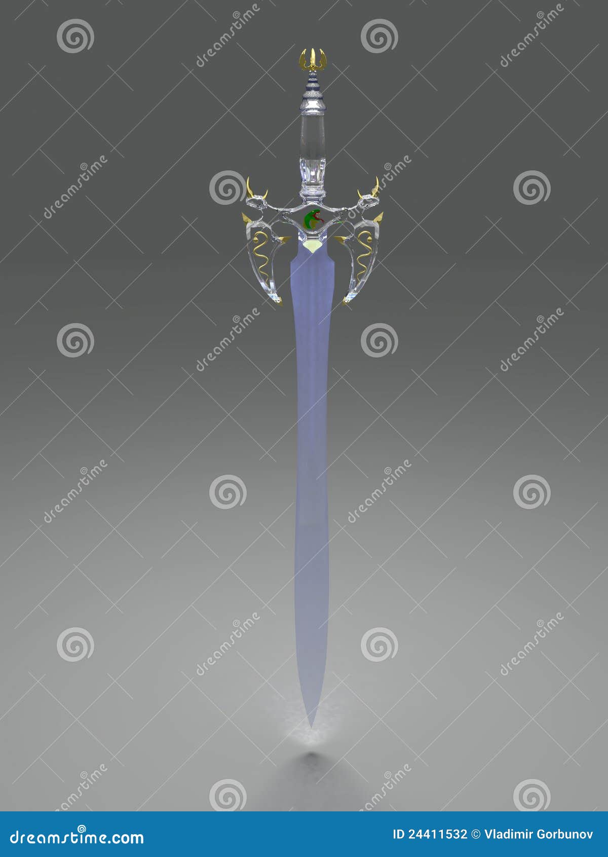 Ancient Crystal Sword At Dimmed Light Stock Photography Image 24411532