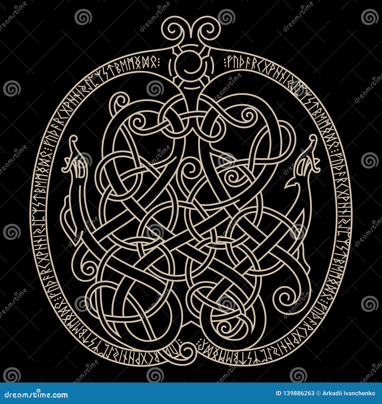 Ancient Decorative Dragon in Celtic Style, Scandinavian Knot-work ...