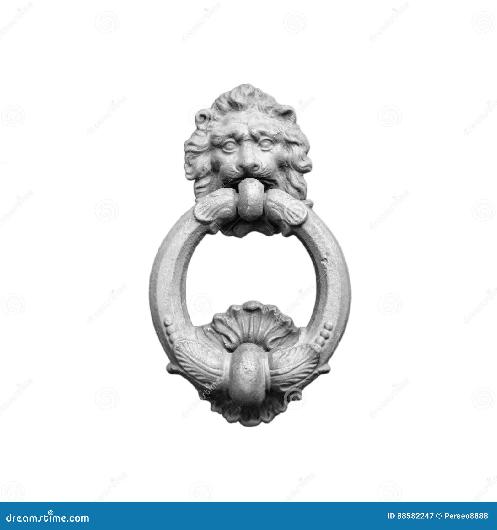 Ancient Door Knocker Isolated on White Background. Stock Image Image