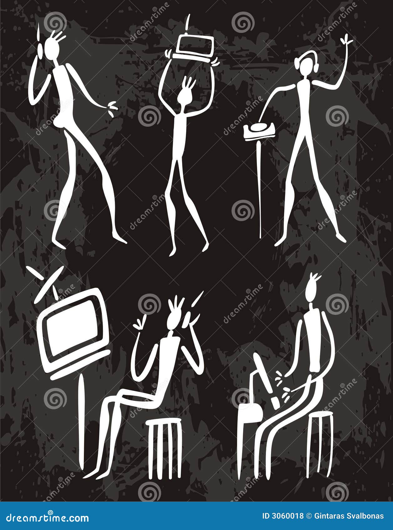 Ancient drawing technology stock vector. Illustration of headphones