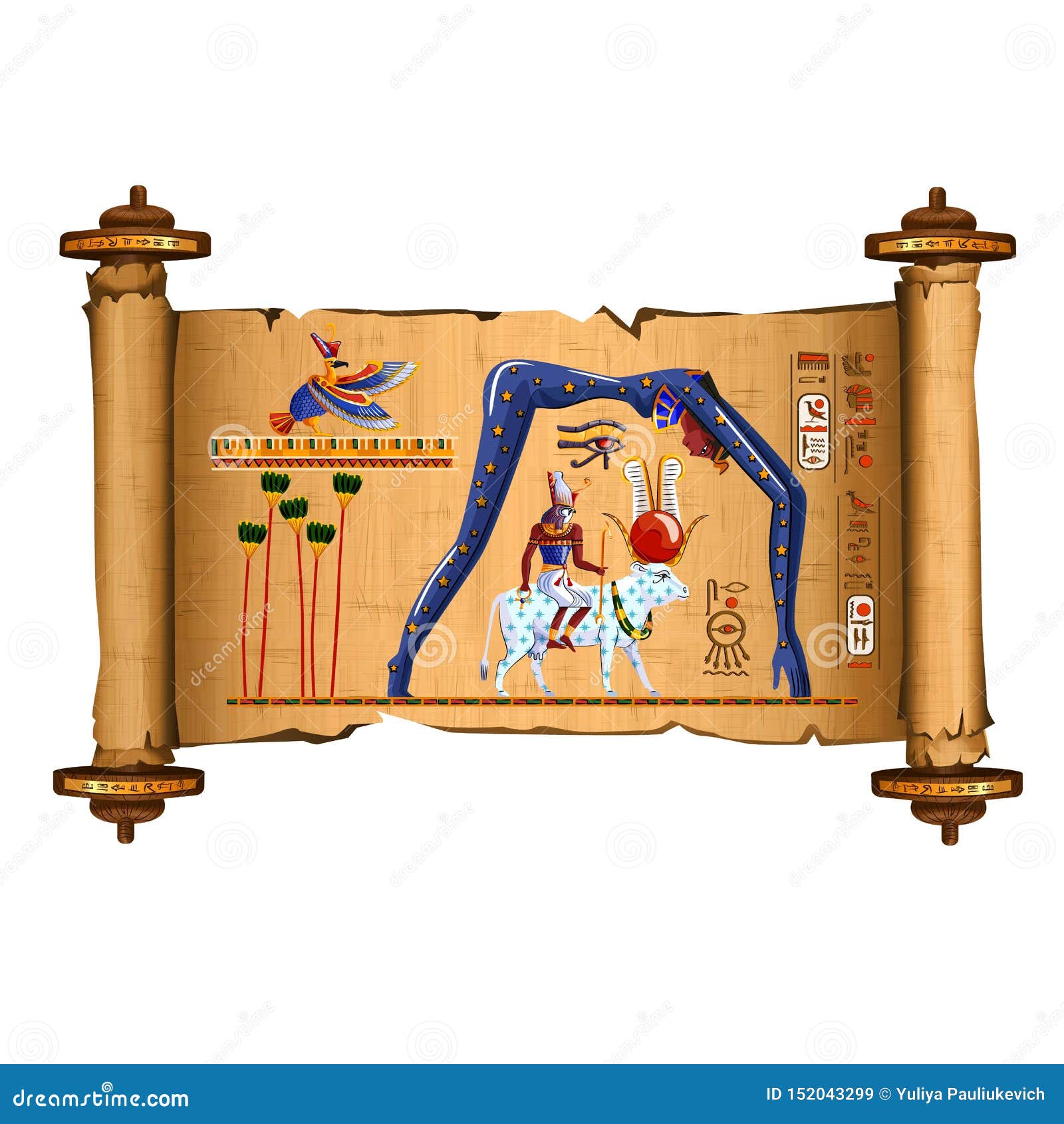 Ancient Egypt Papyrus Scroll Cartoon Vector Stock Vector Illustration
