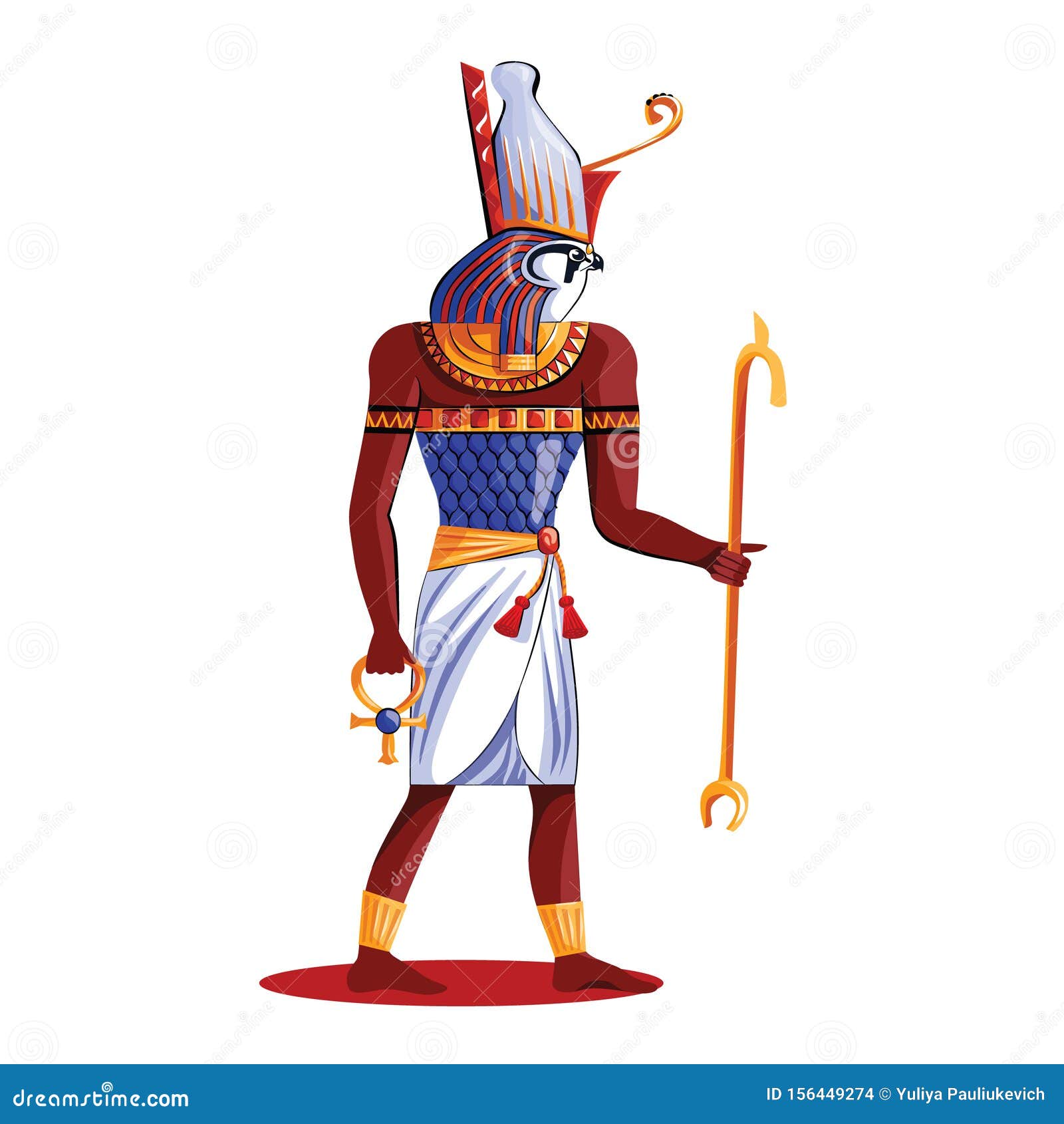 Ancient Egypt Sun God Horus Cartoon Illustration Stock