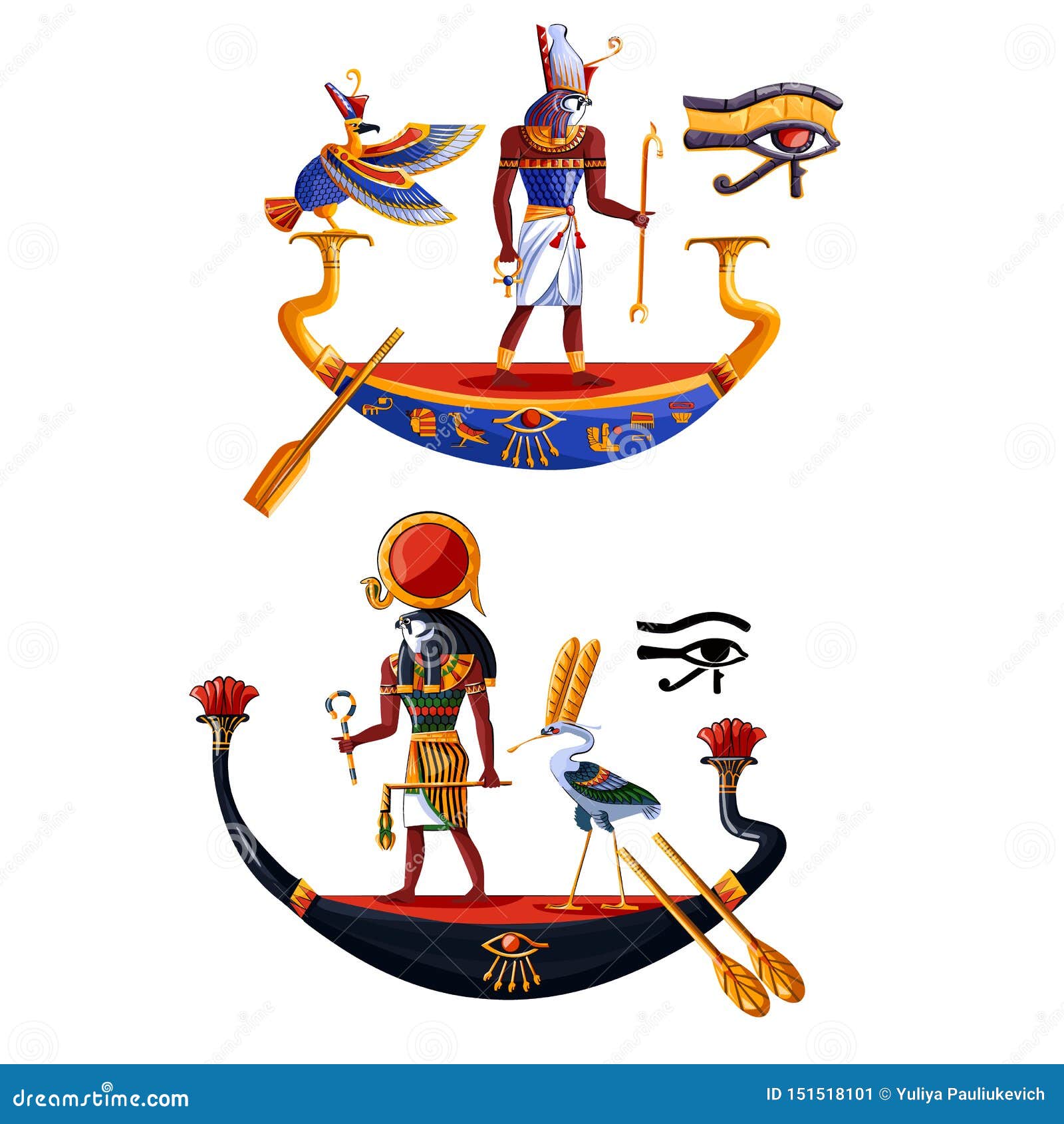 ancient egypt sun god ra or horus cartoon 