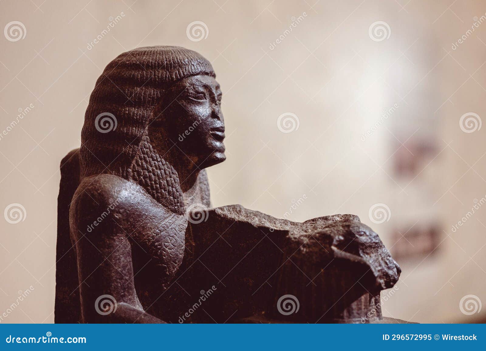 Ancient Egyptian Artifact Sculpture on Display in a Museum, in Cairo
