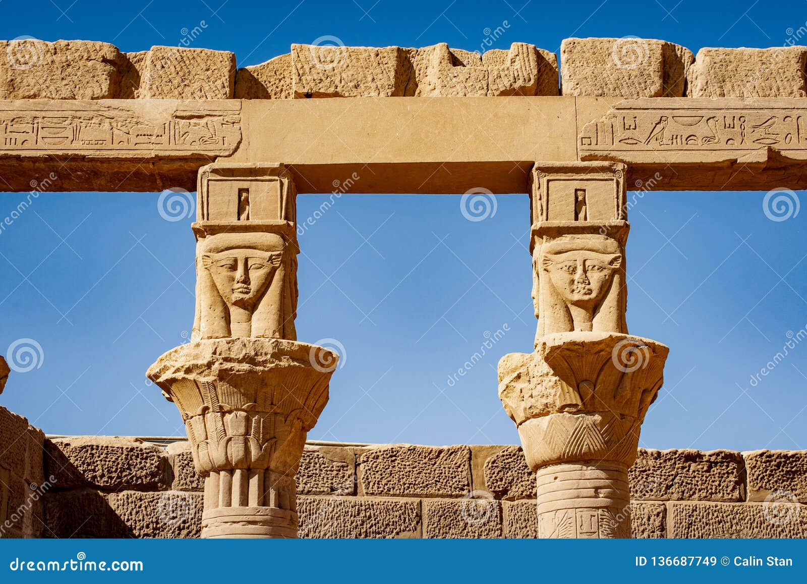 Ancient Egyptian Columns At Philae Temple In Aswan Stock Image Image Of Aswan Column