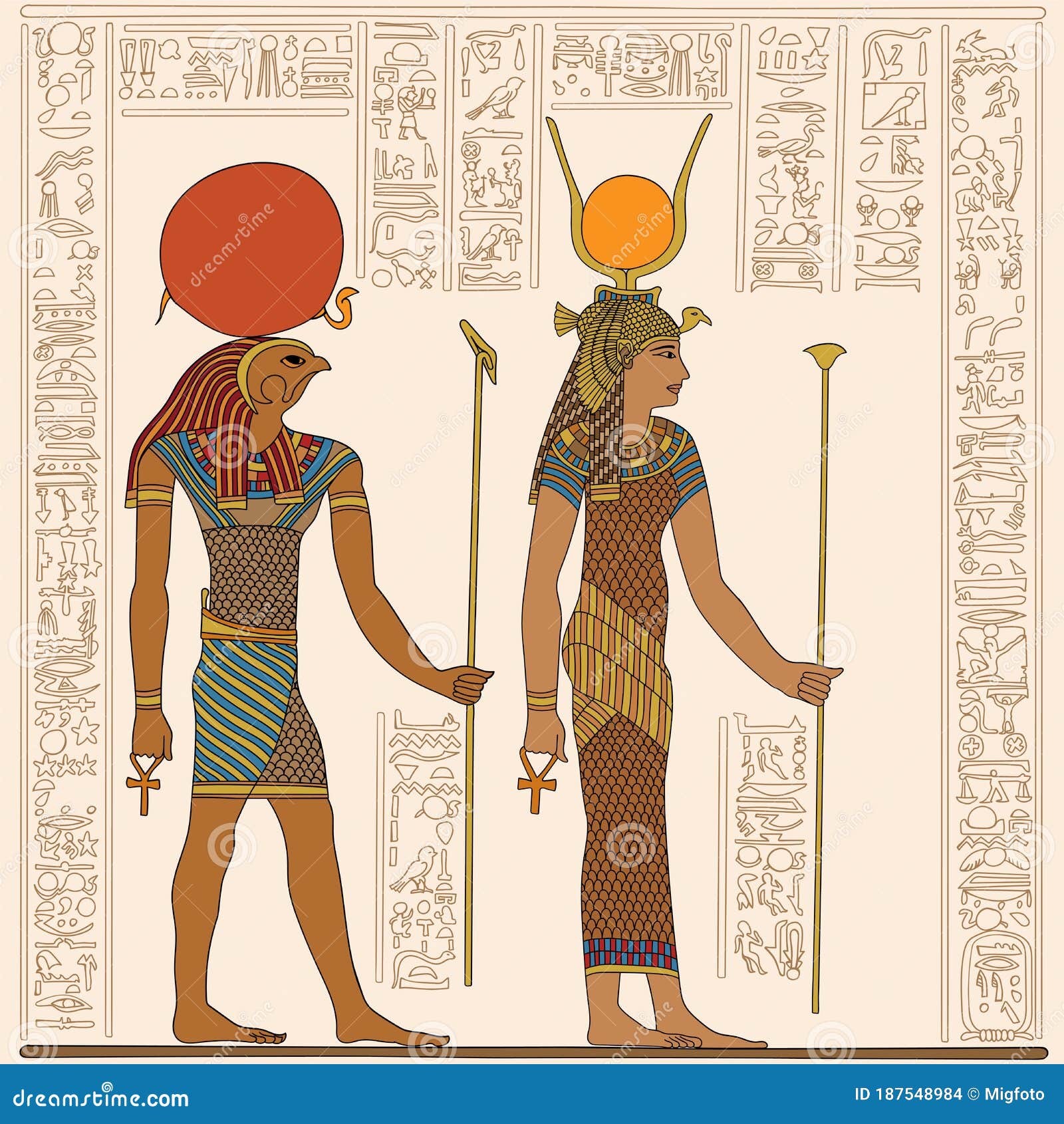 Ancient Egyptian Drawing Stock Vector Illustration Of History 187548984