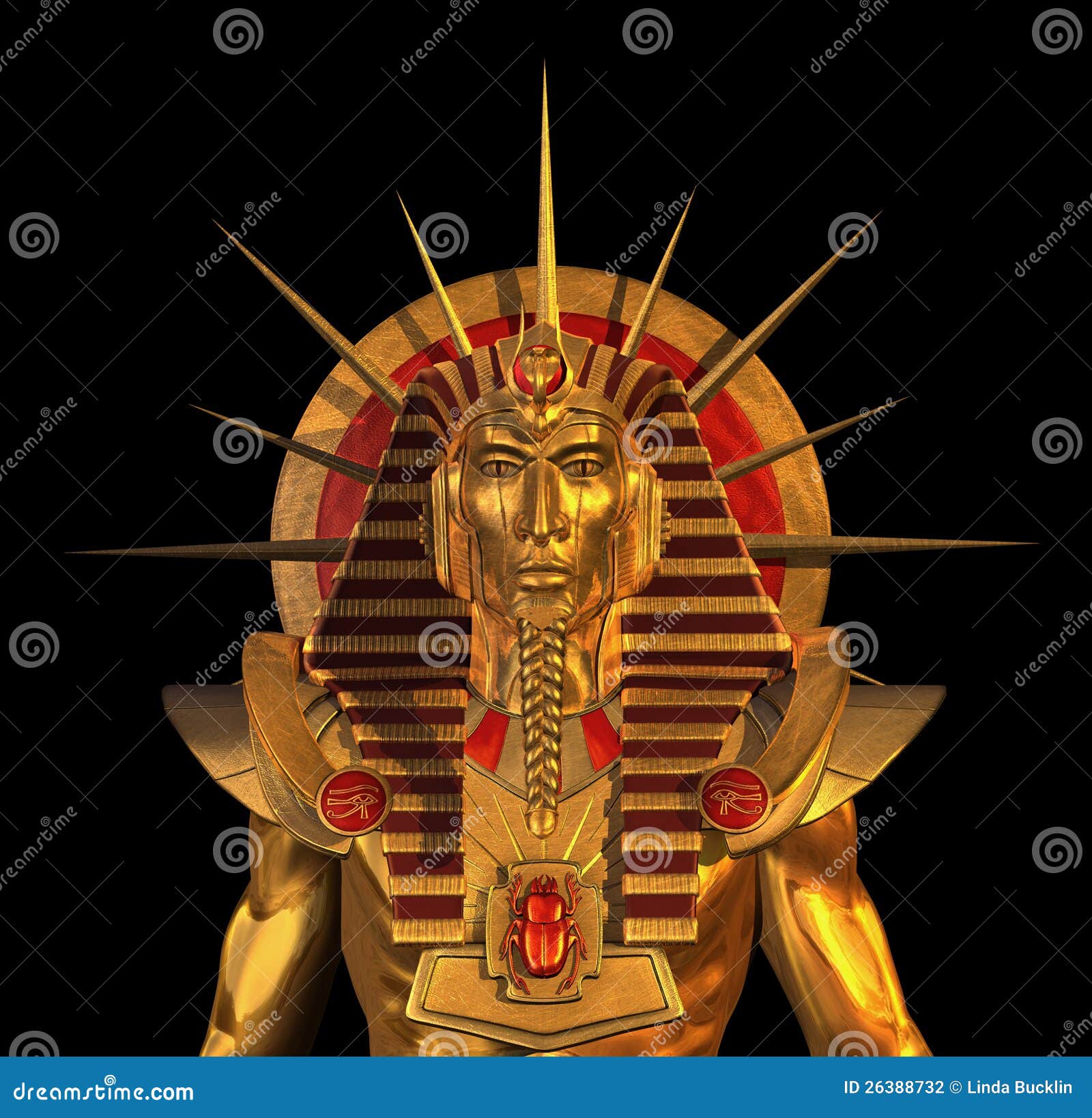 Ancient Egyptian Pharaoh Statue On Black Stock Illustration - Image ...